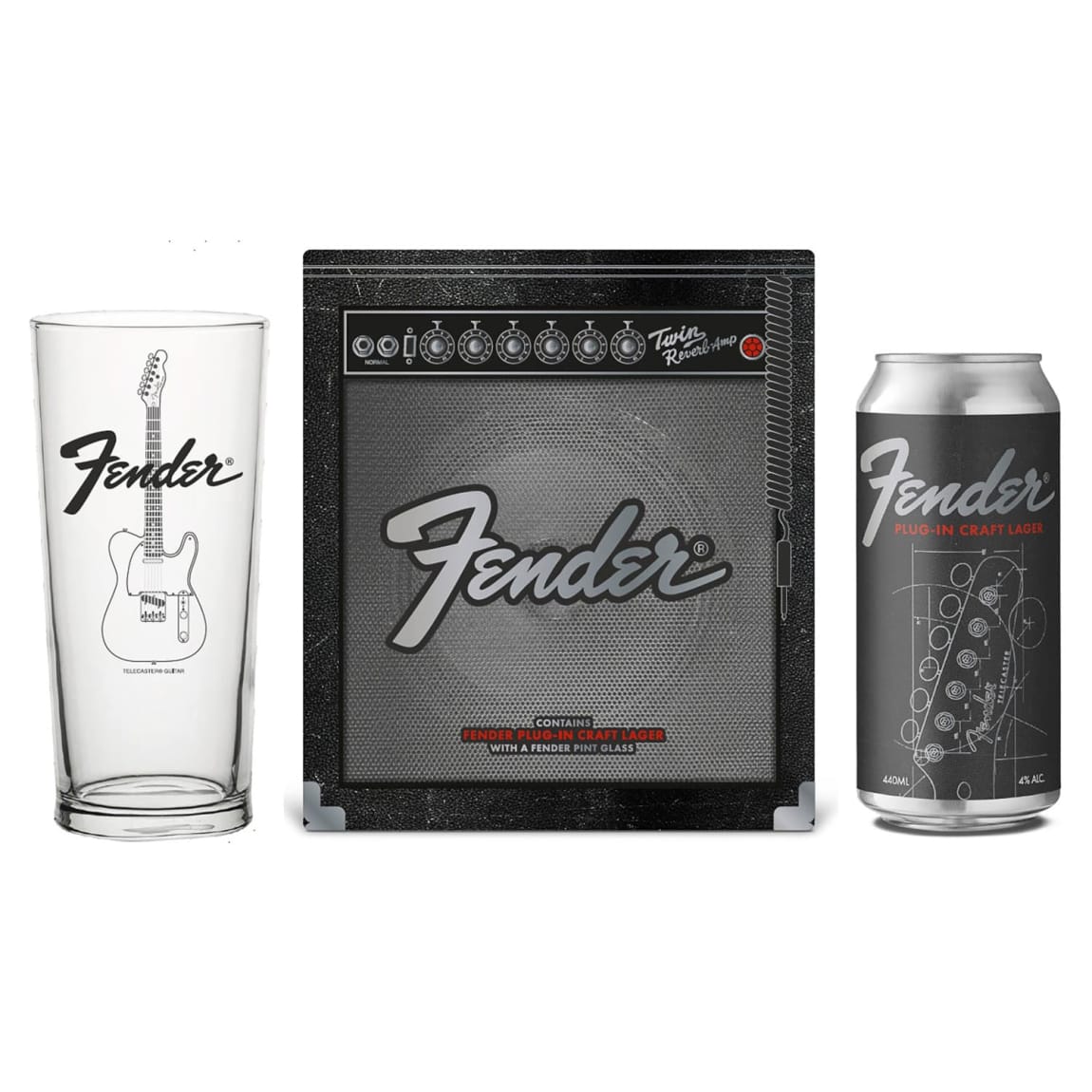 Fender Tin with Beer & Glass Set