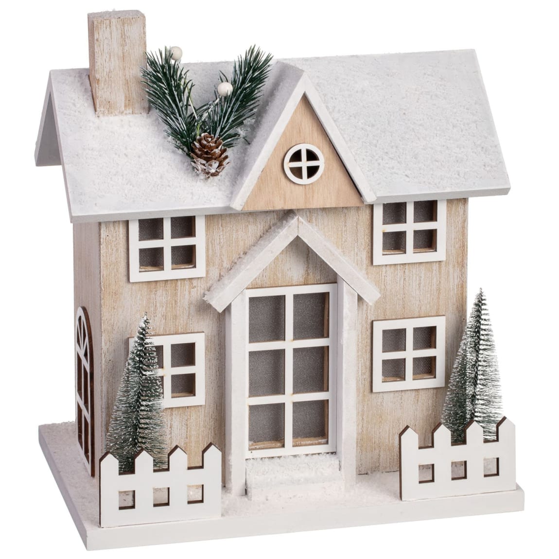 LED Light UP Wooden House with Foliage
