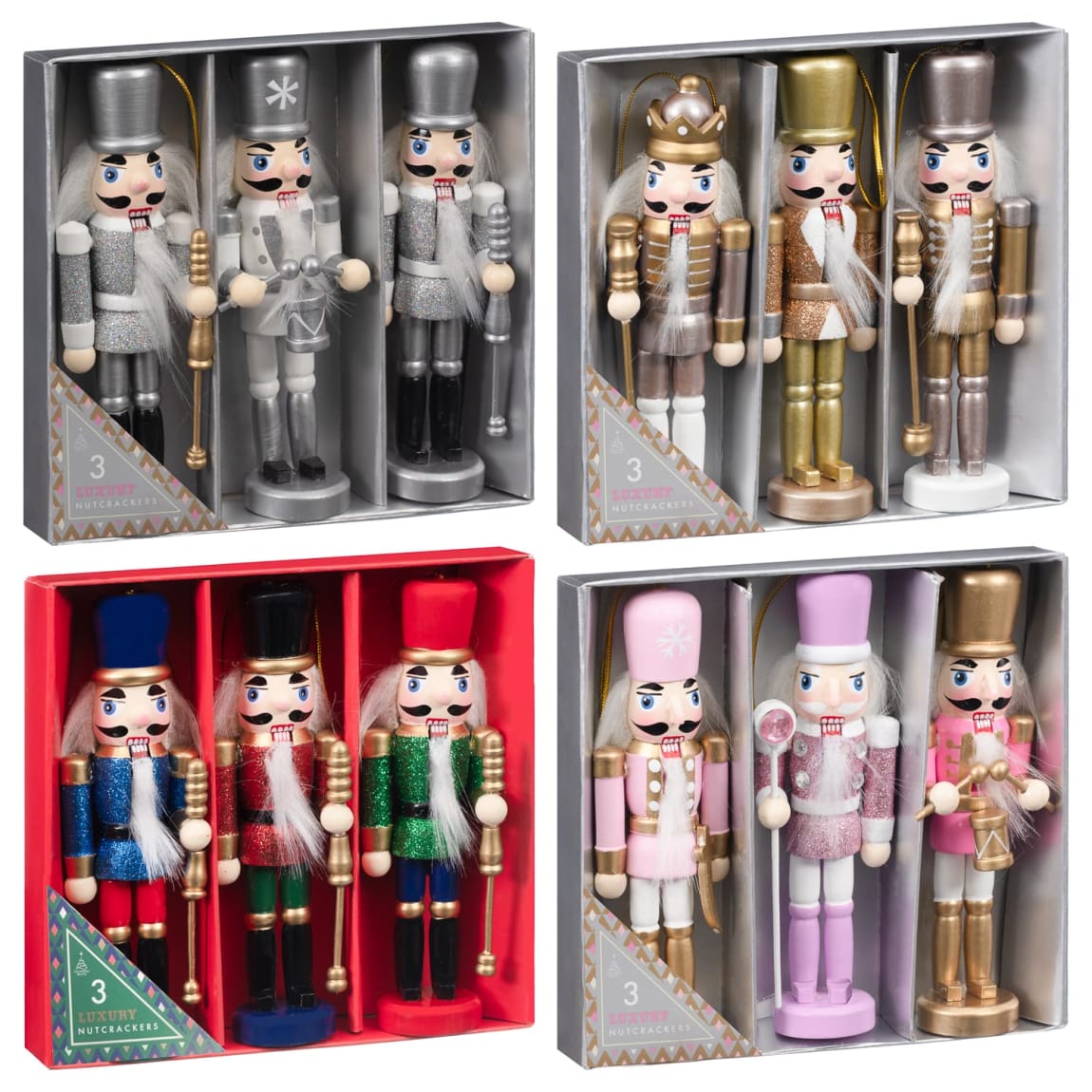 Nutcracker Men Box 14cm 3pk - Gold