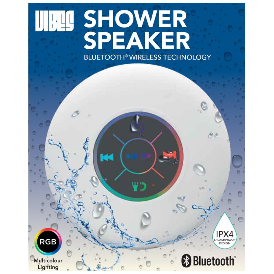 Vibes Bluetooth Shower Speaker - White