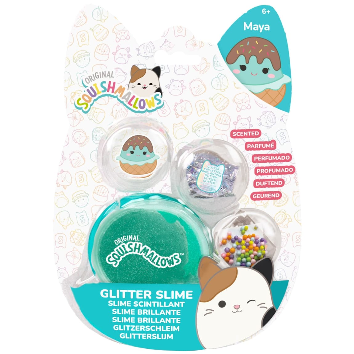 Squishmallows Glitter Slime Mix Ins 4pcs - Maya the Ice Cream