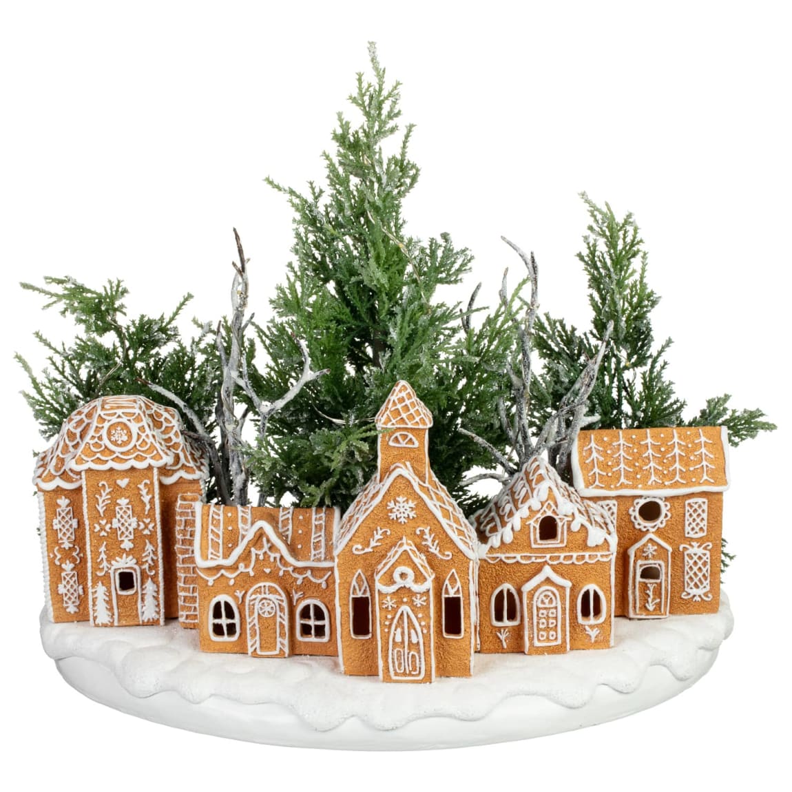 Light Up Gingerbread Houses with Trees