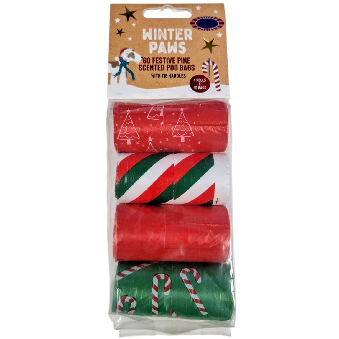 Winter Paws Festive Pine Scented Poo Bags 60pk