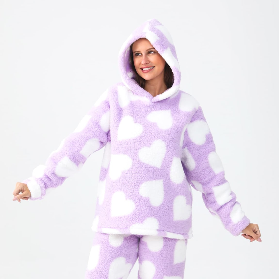 Ladies Snuggle Lounge Set - Lilac Hearts