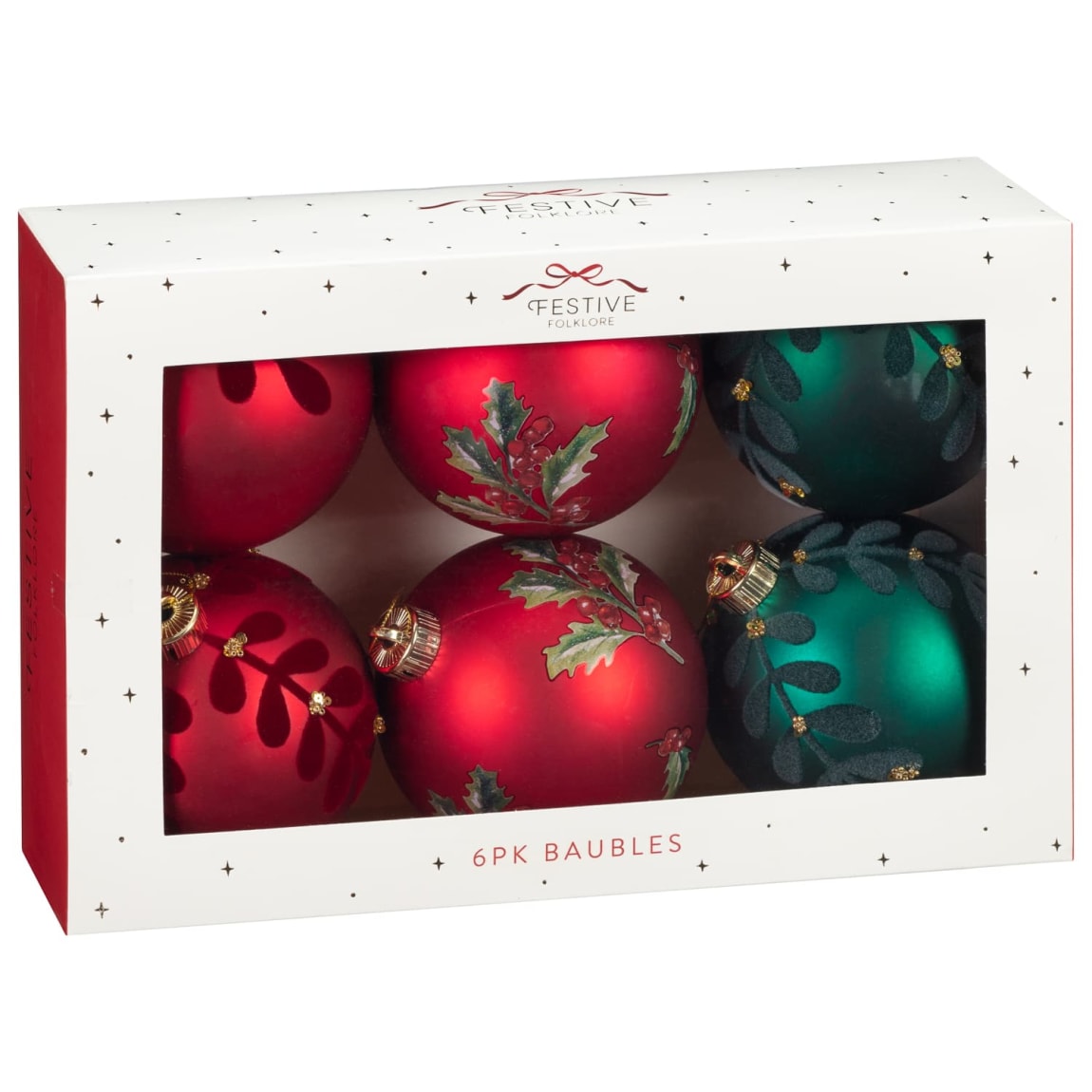 Festive Folklore Traditional Baubles 6pk