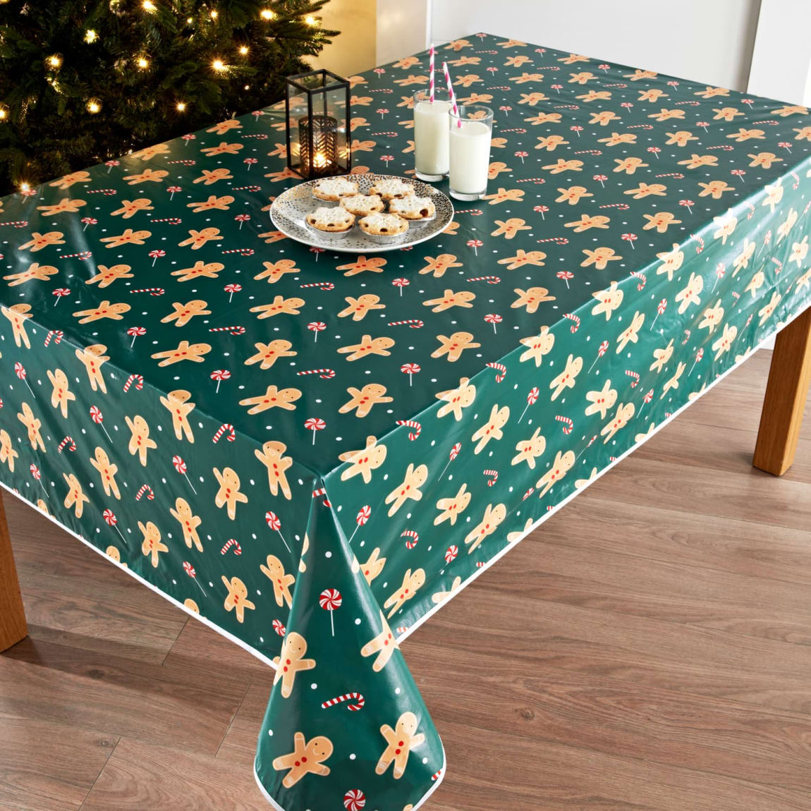 Wipe Clean Christmas Tablecloth - Gingerbread Man
