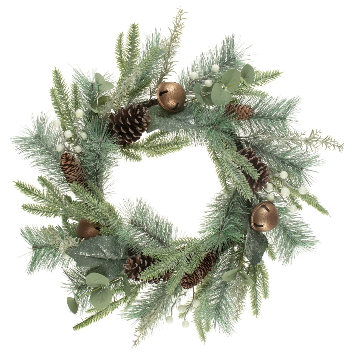 Pre Lit Wreath With Bells 65cm