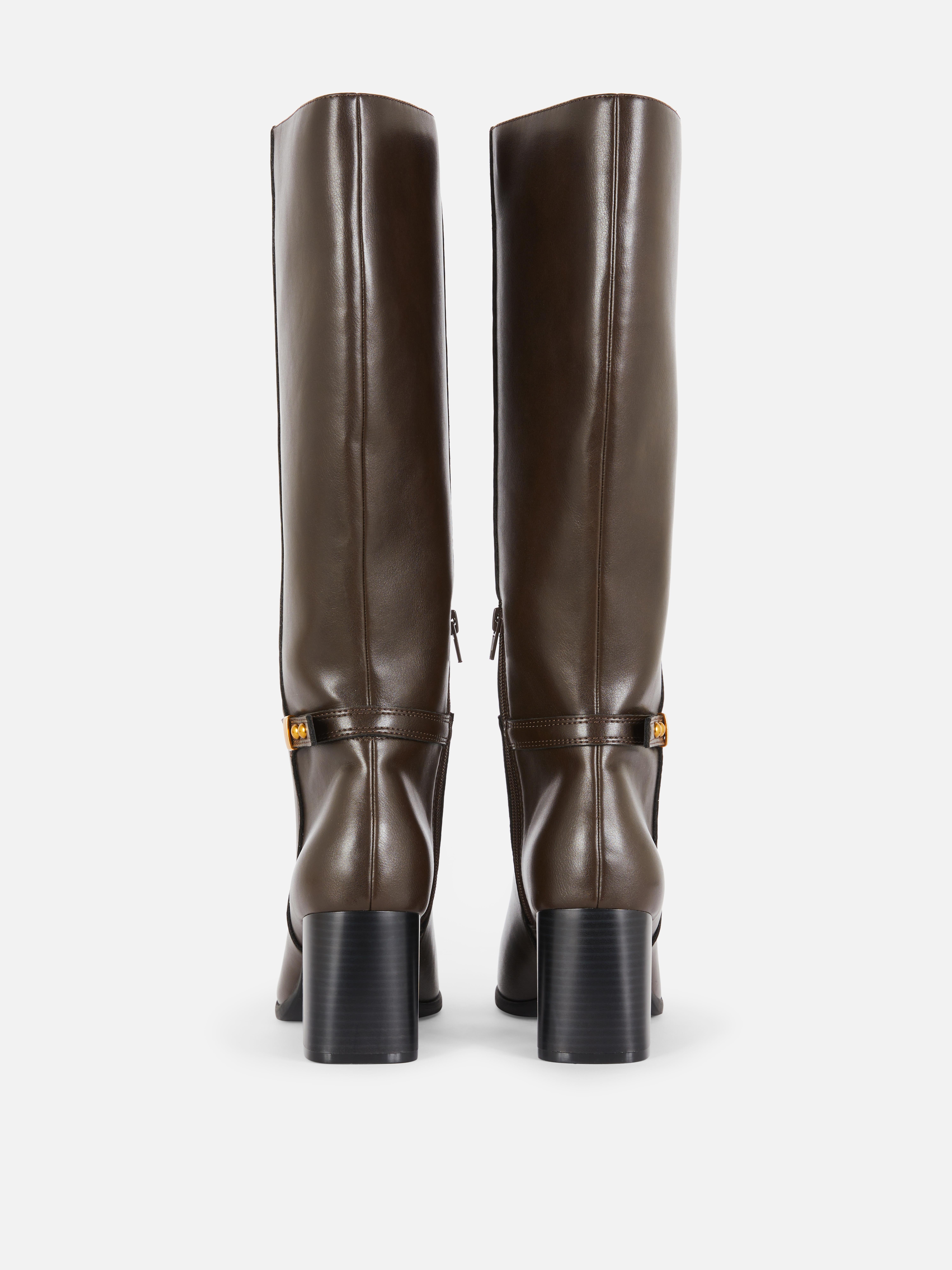 Buckle Detail Knee High Boots