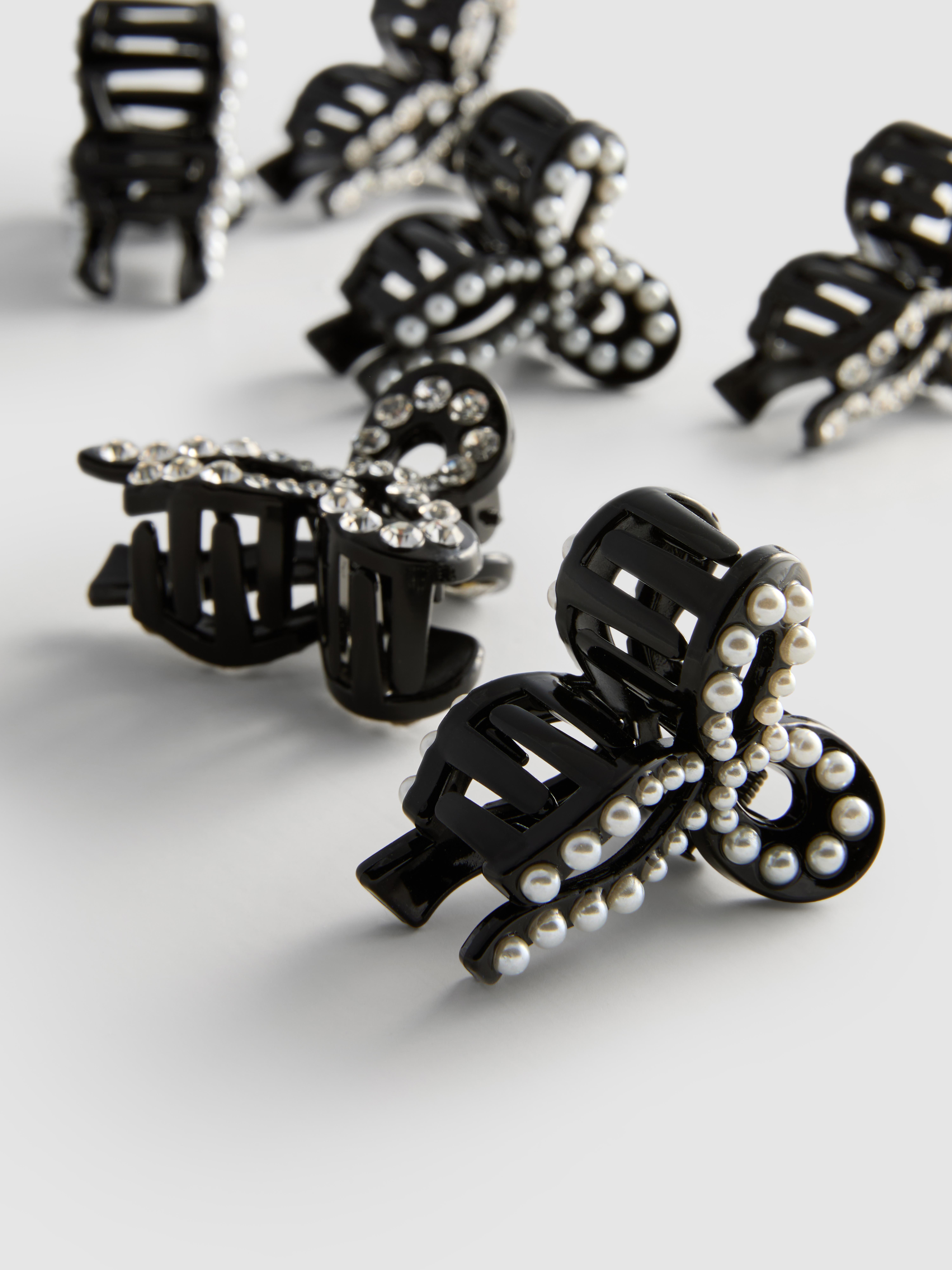 6pk Rhinestone Bow Claw Clips