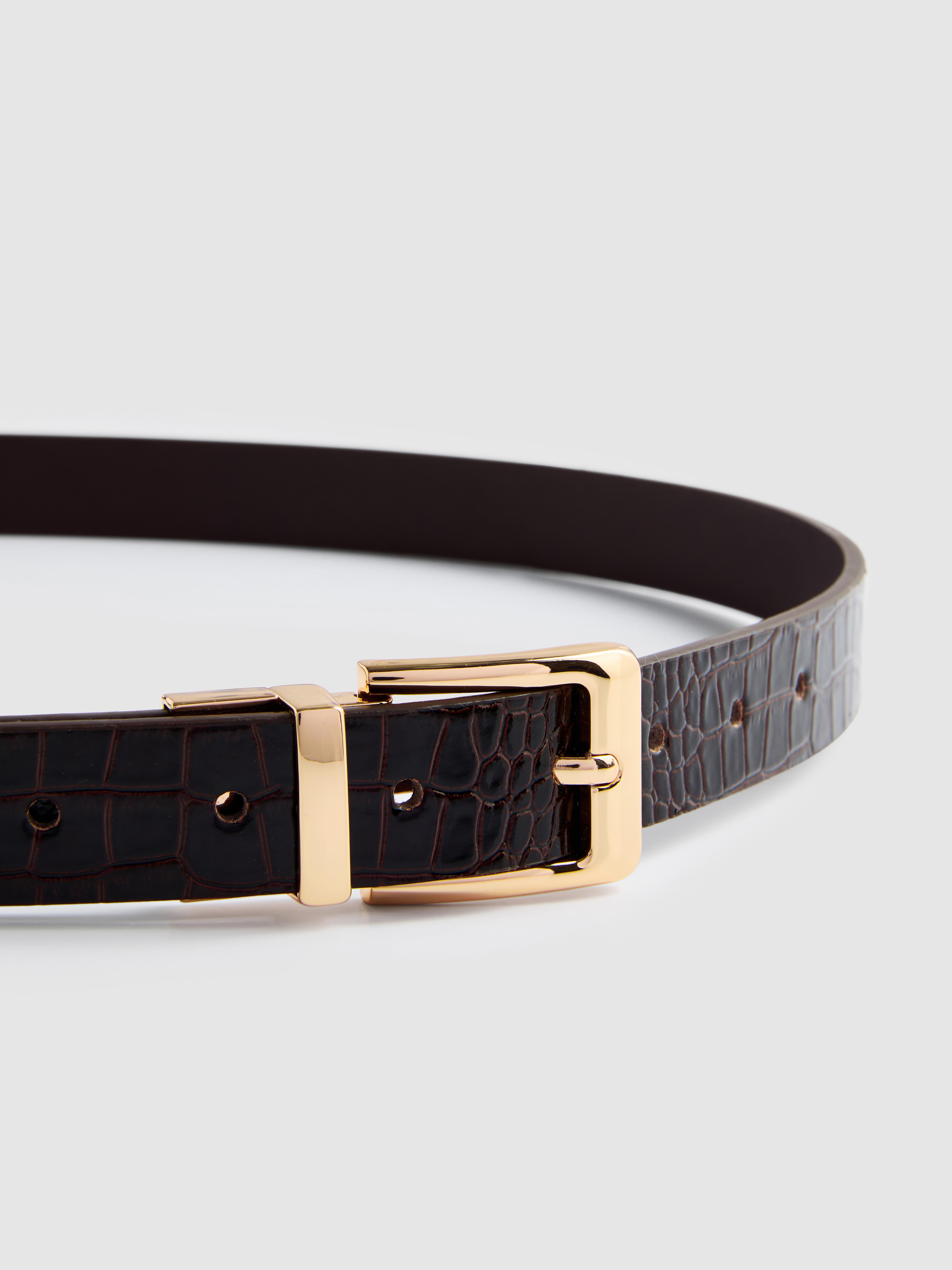 Reversible Belt With Metallic Buckle