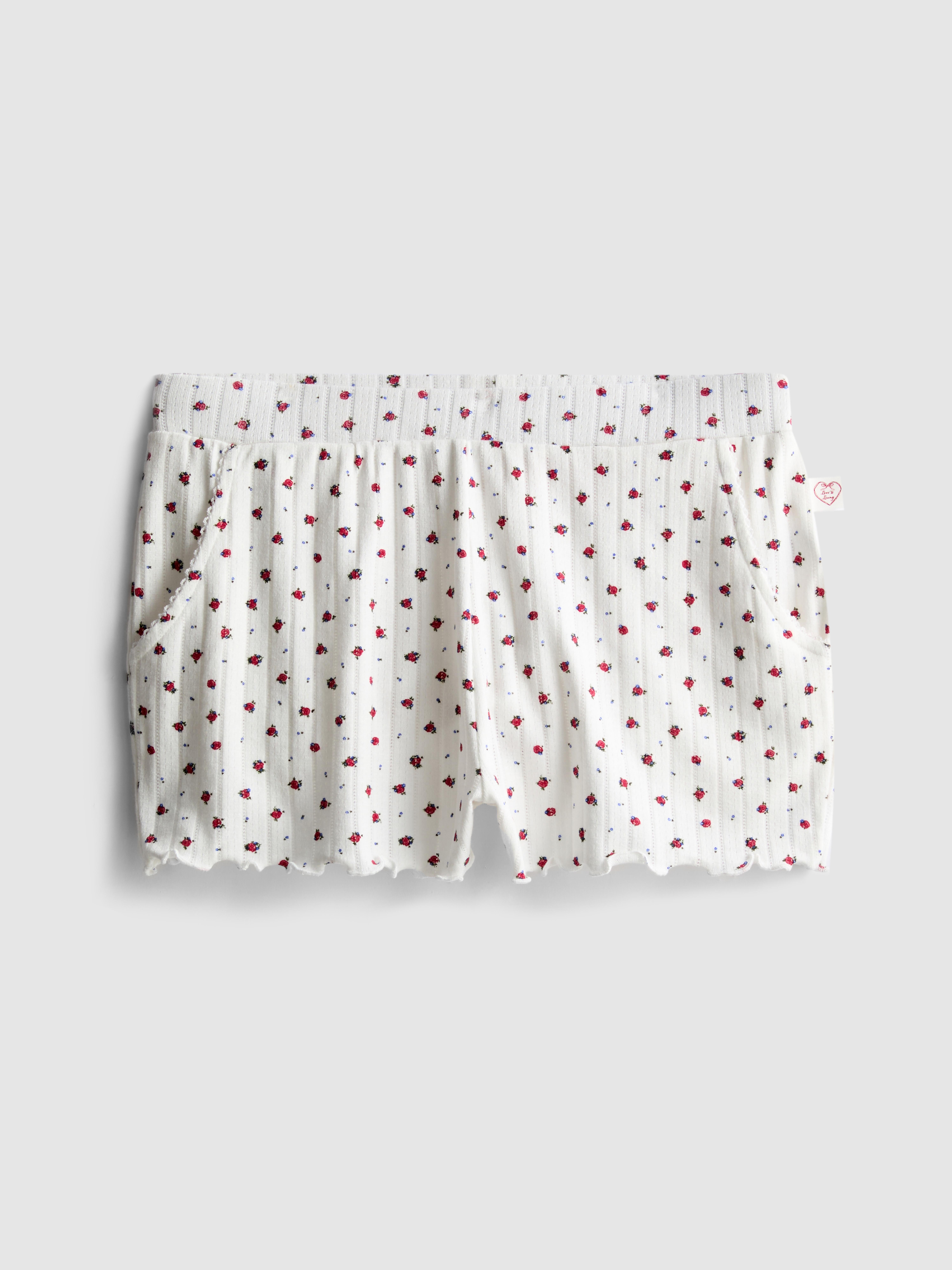 Printed Pointelle Pajama Shorts
