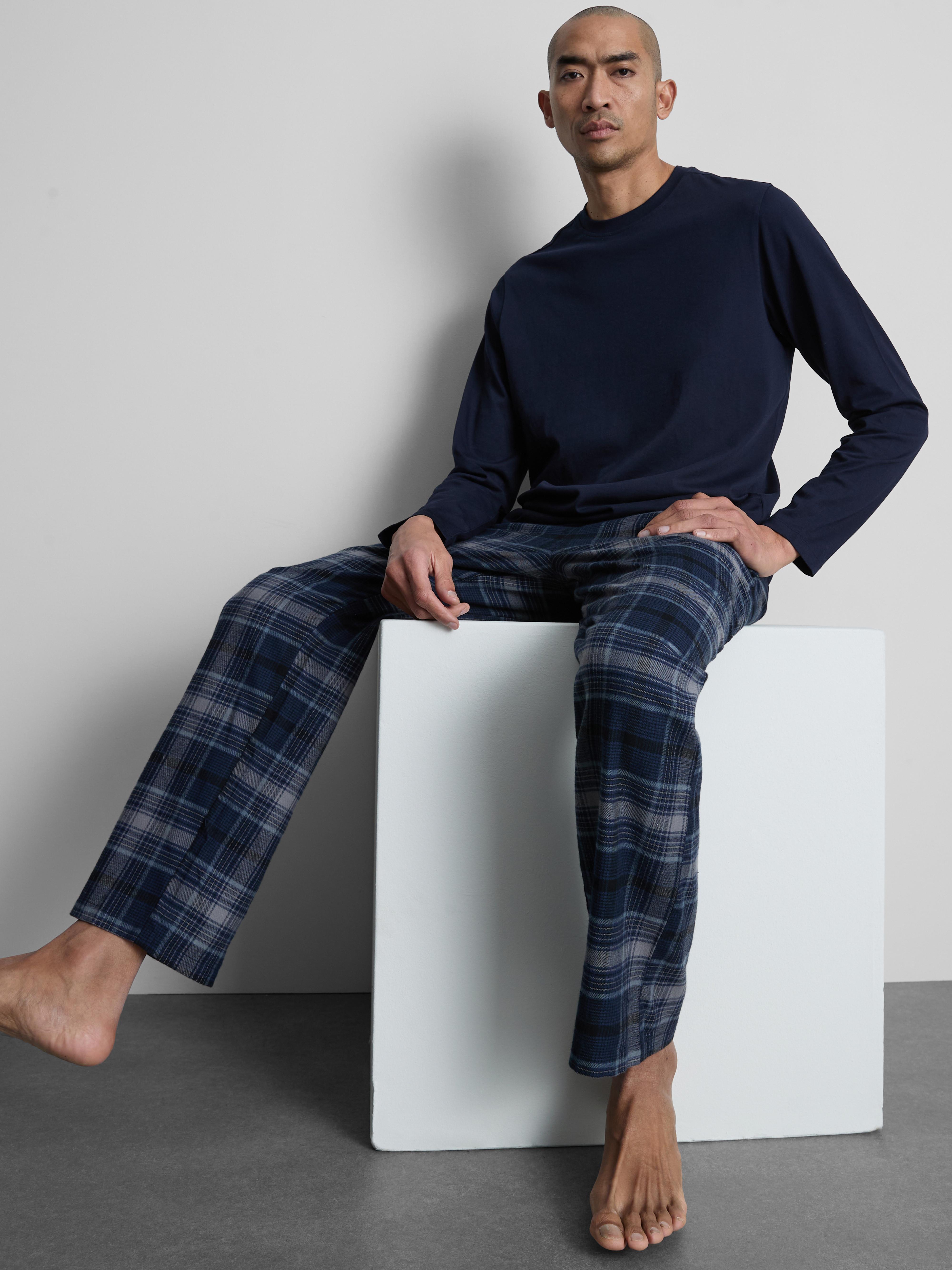 Brushed Cotton Check Long Pajamas
