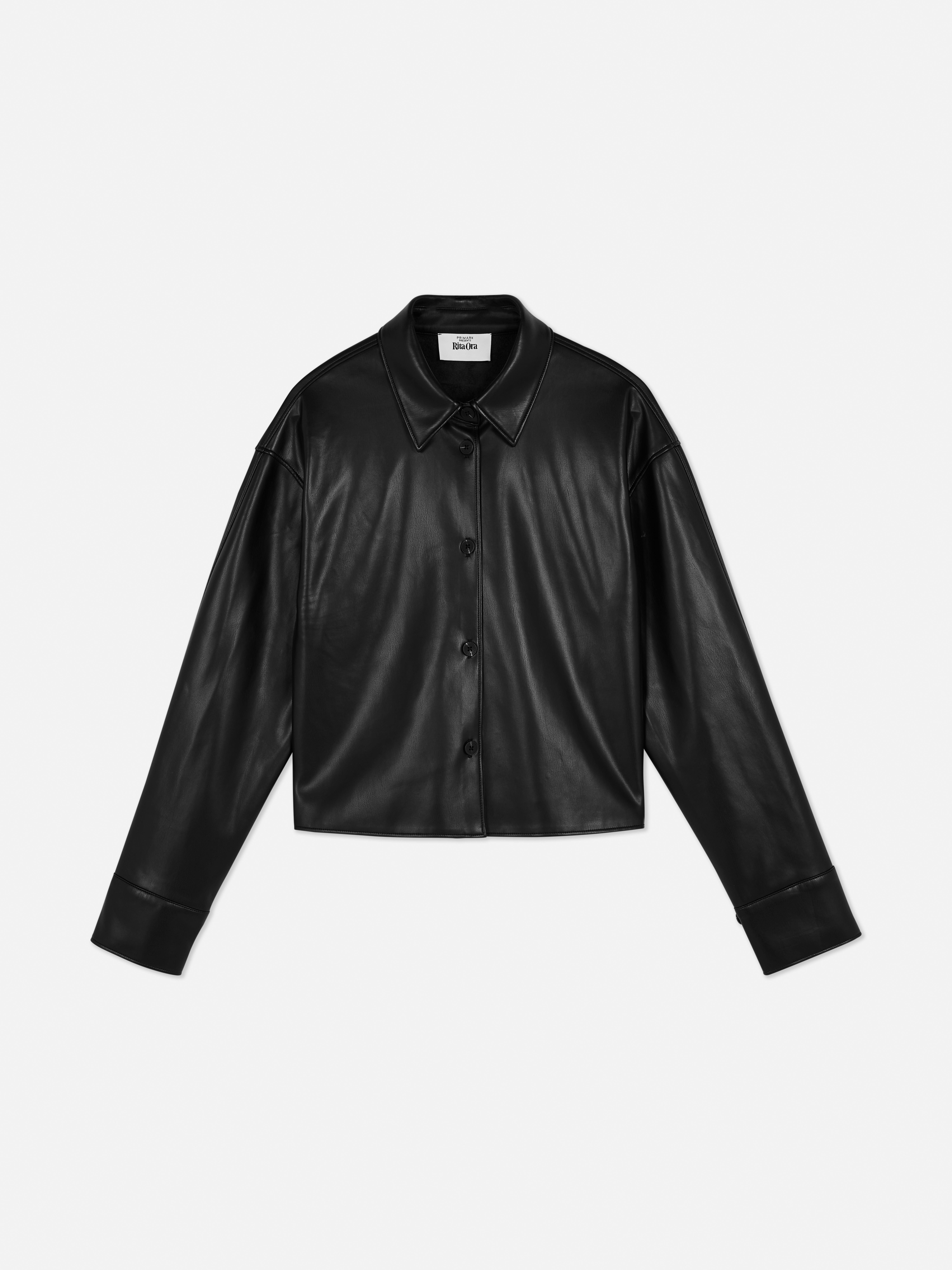 Rita Ora Faux Leather Boxy Shacket