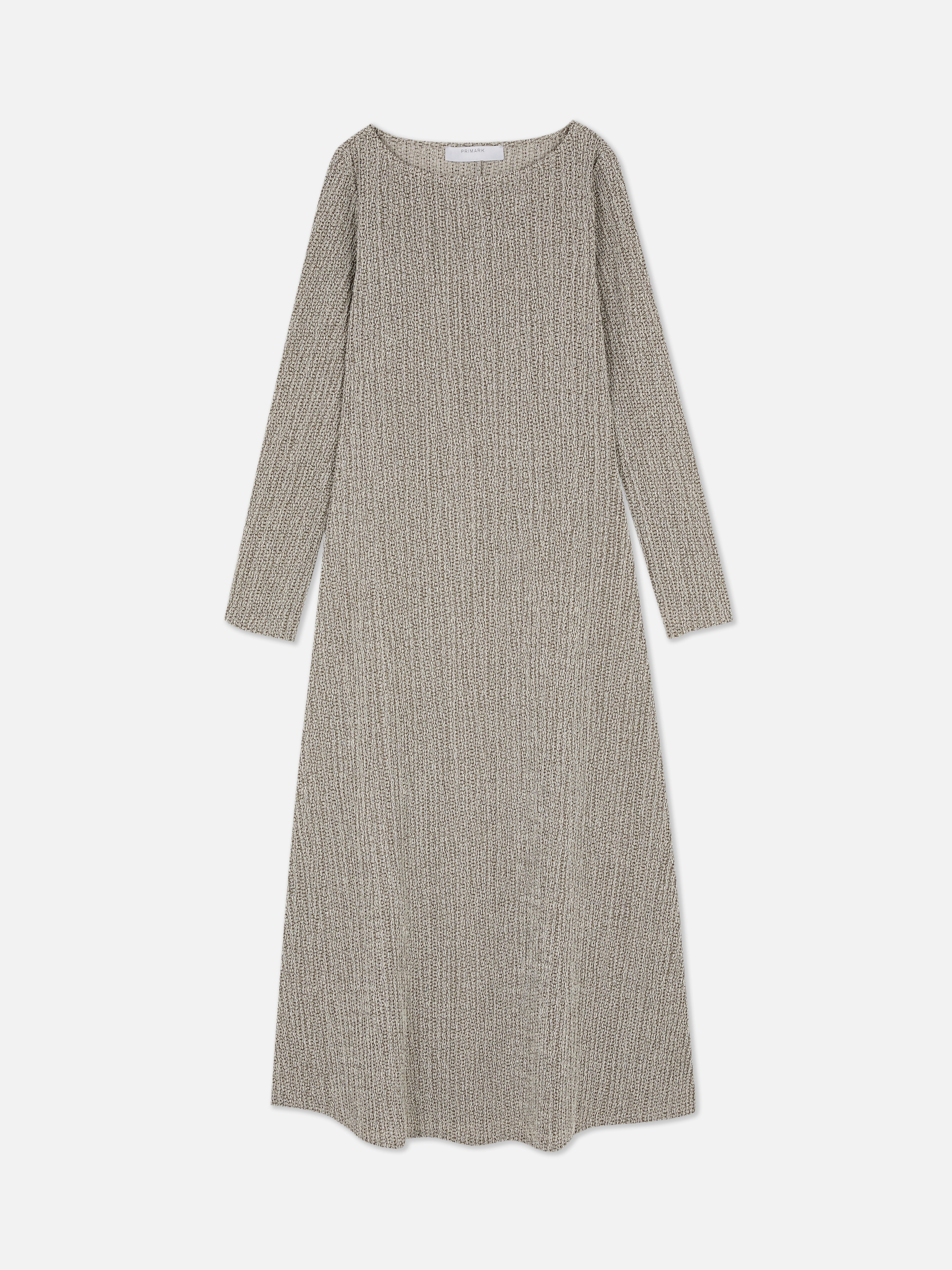 Textured Boat Neck Midaxi Dress