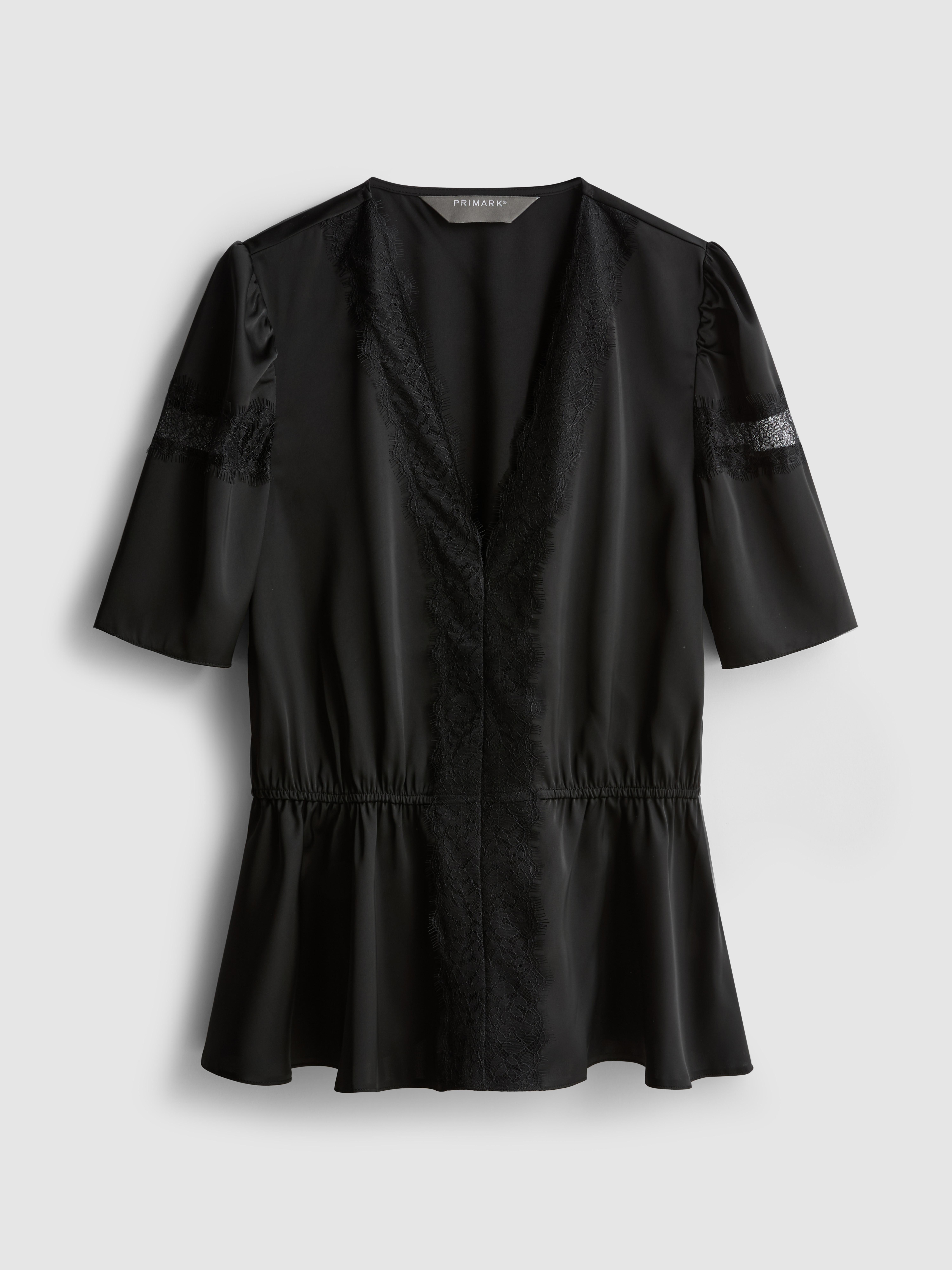 Satin Lace Insert Blouse