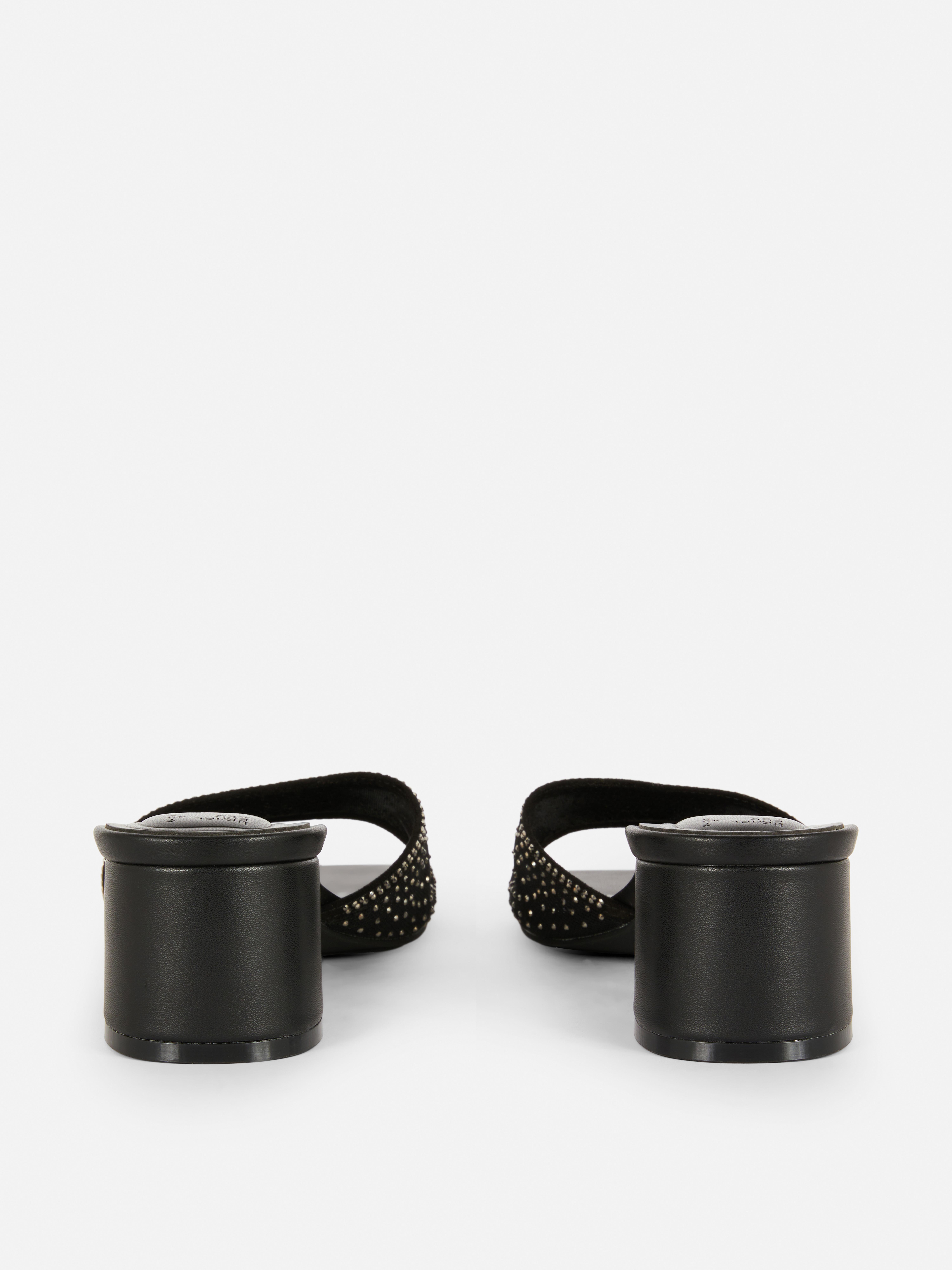 Rhinestone Block Heel Mules