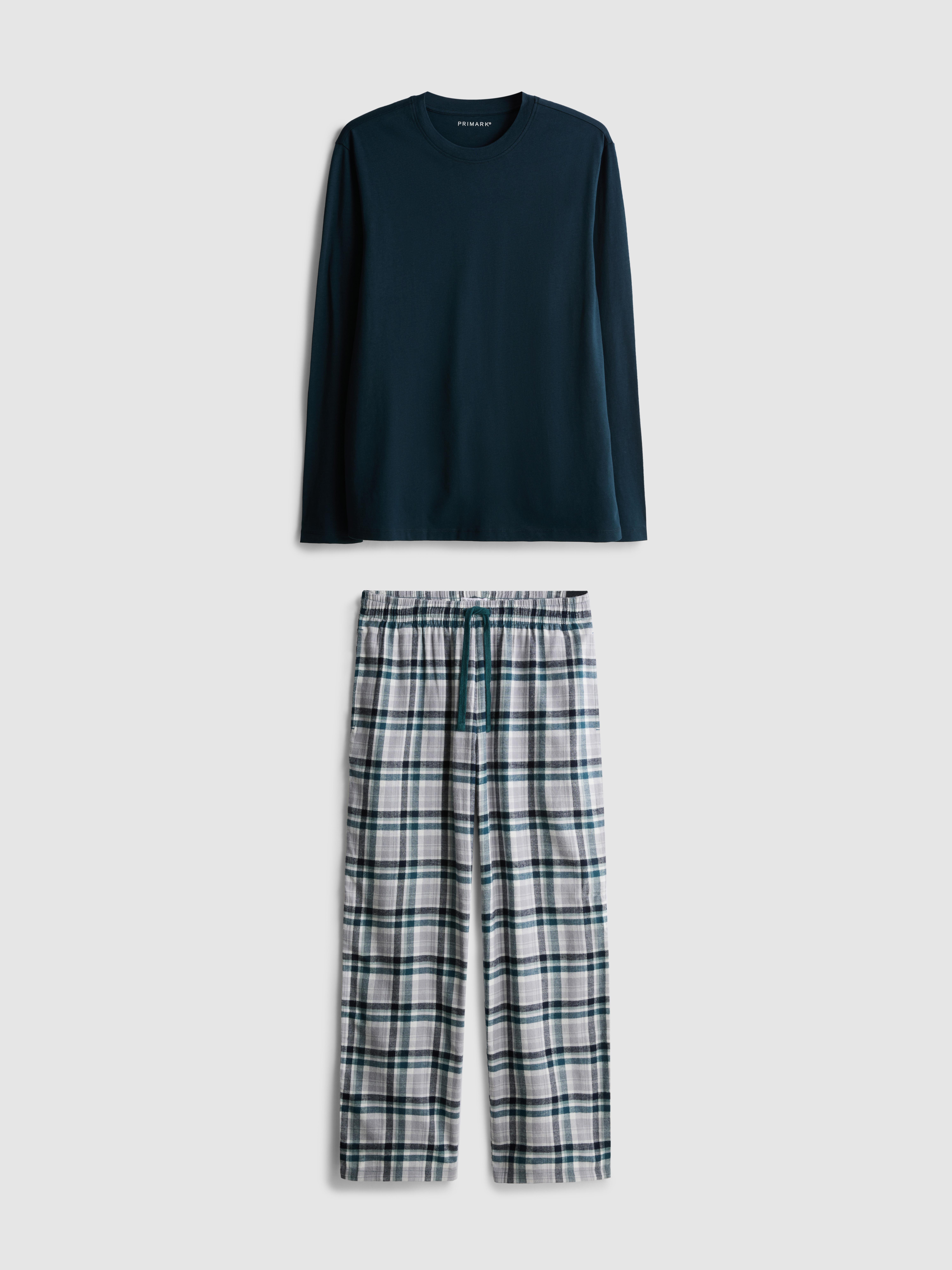 Brushed Cotton Check Long Pajamas
