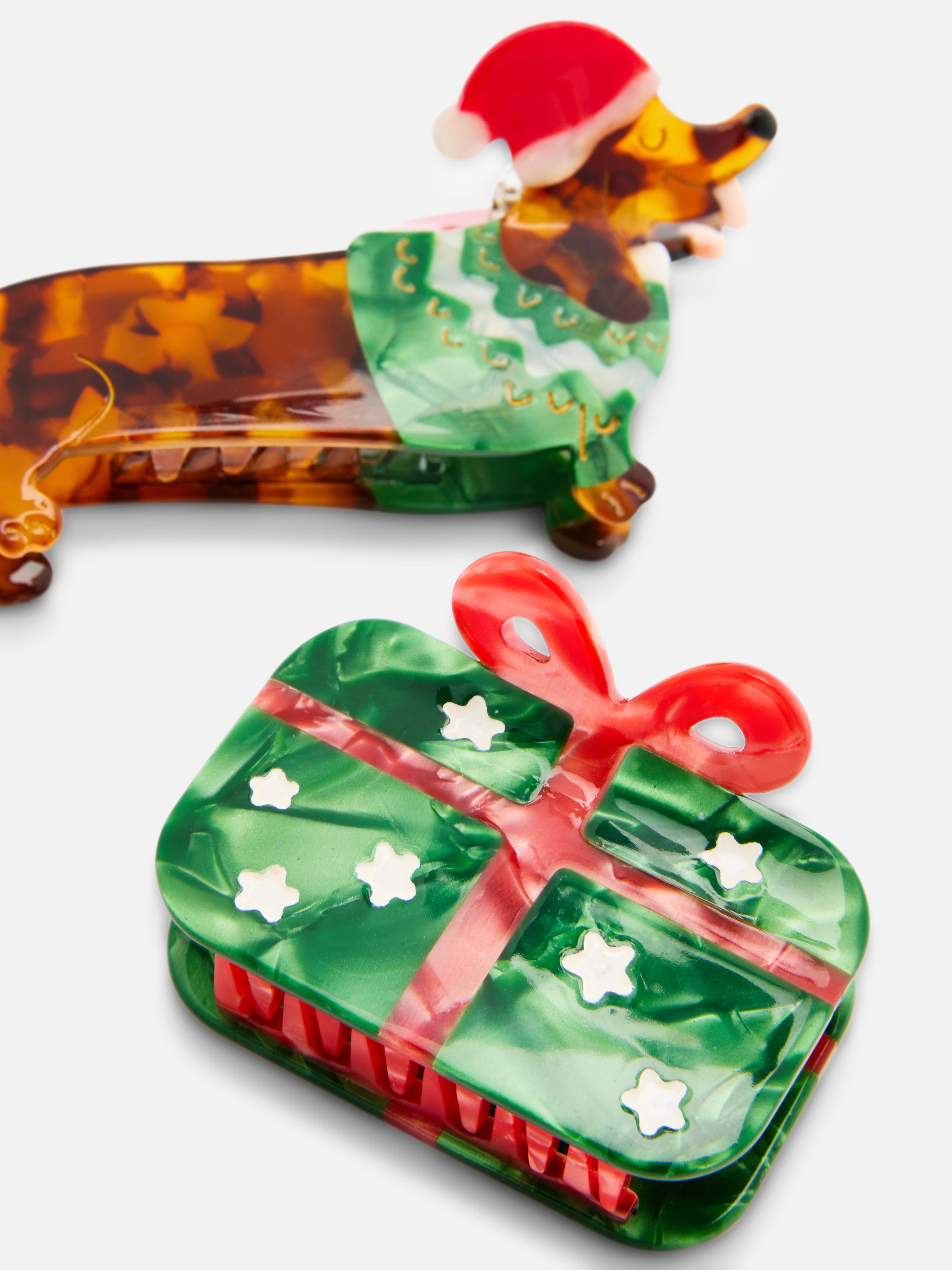 2pk Christmas Bulldog Clips