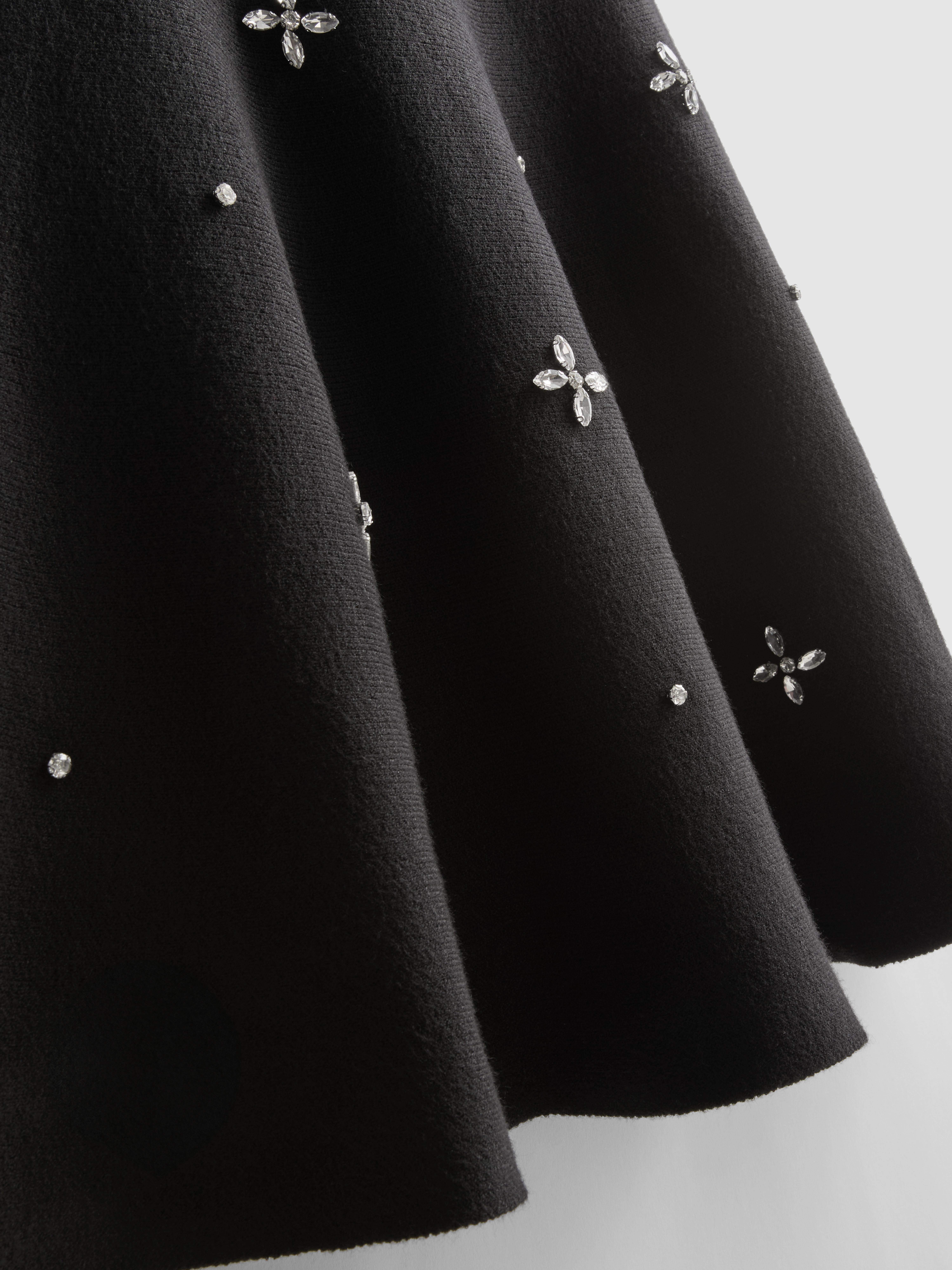 Embroidered Knit Mini Dress