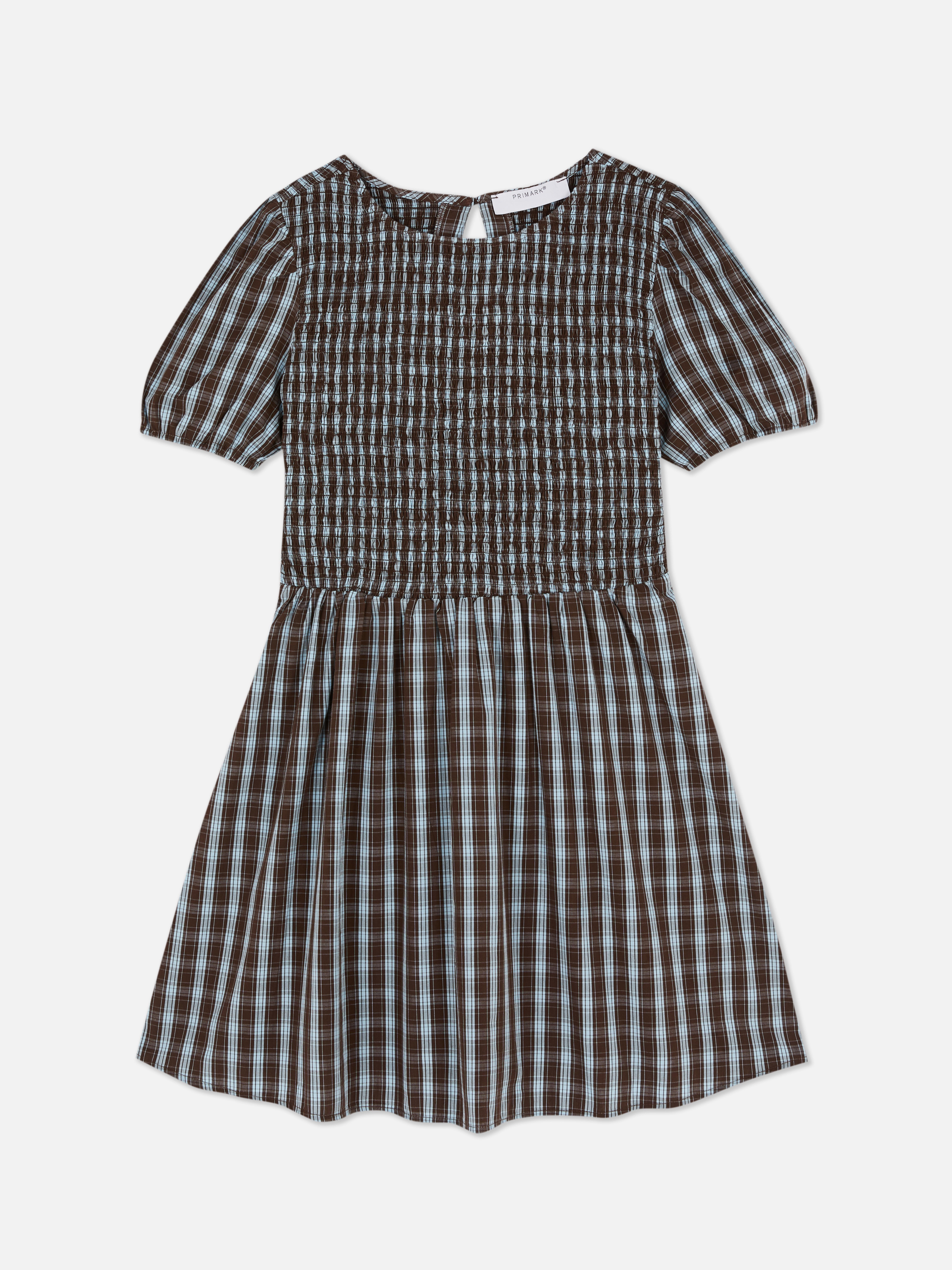 Puff Sleeve Check Mini Dress