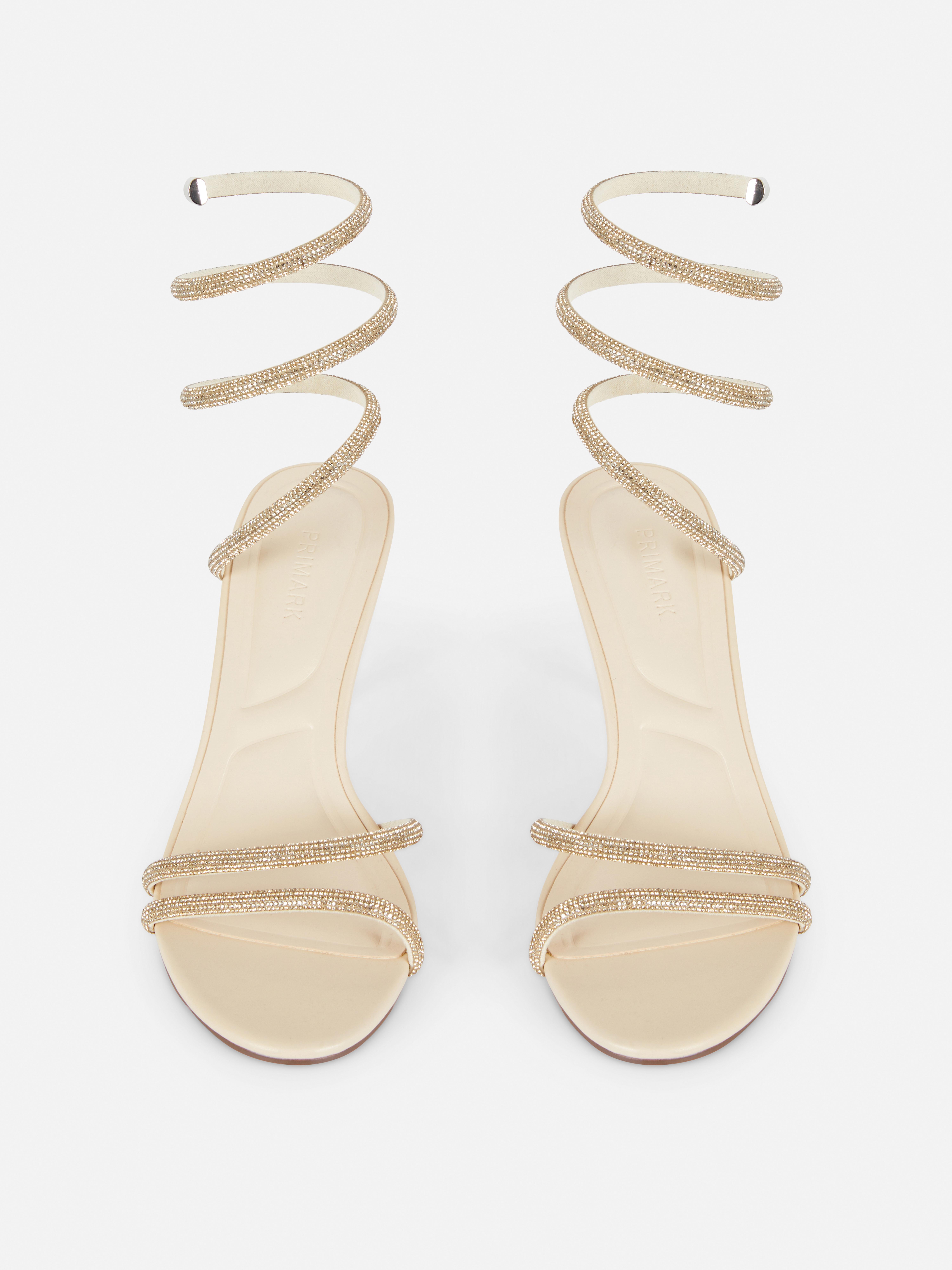Spiral Diamante Heeled Sandals