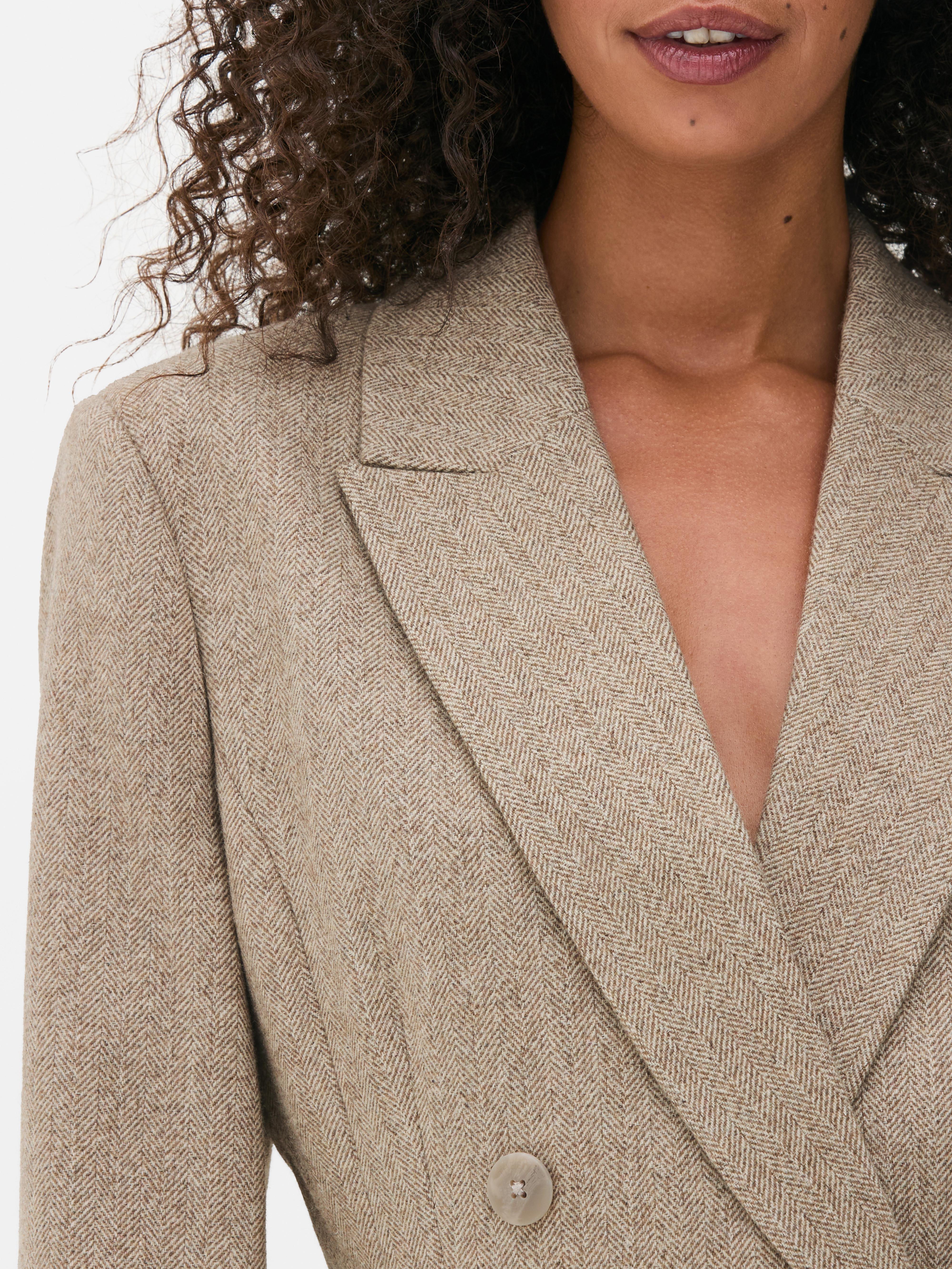 The Edit Double Breasted Herringbone Blazer