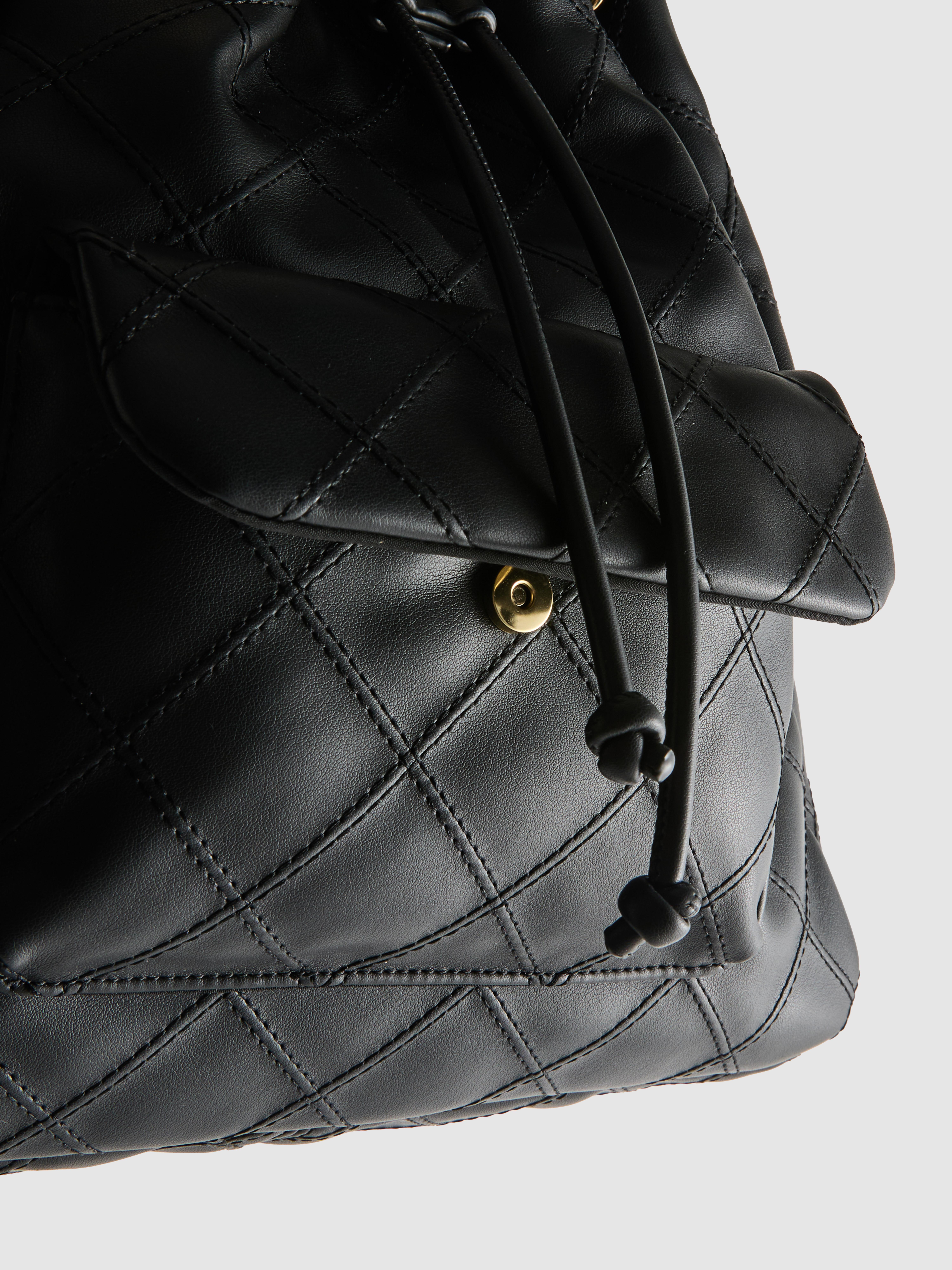 Quilted Faux Leather Bucket Bag