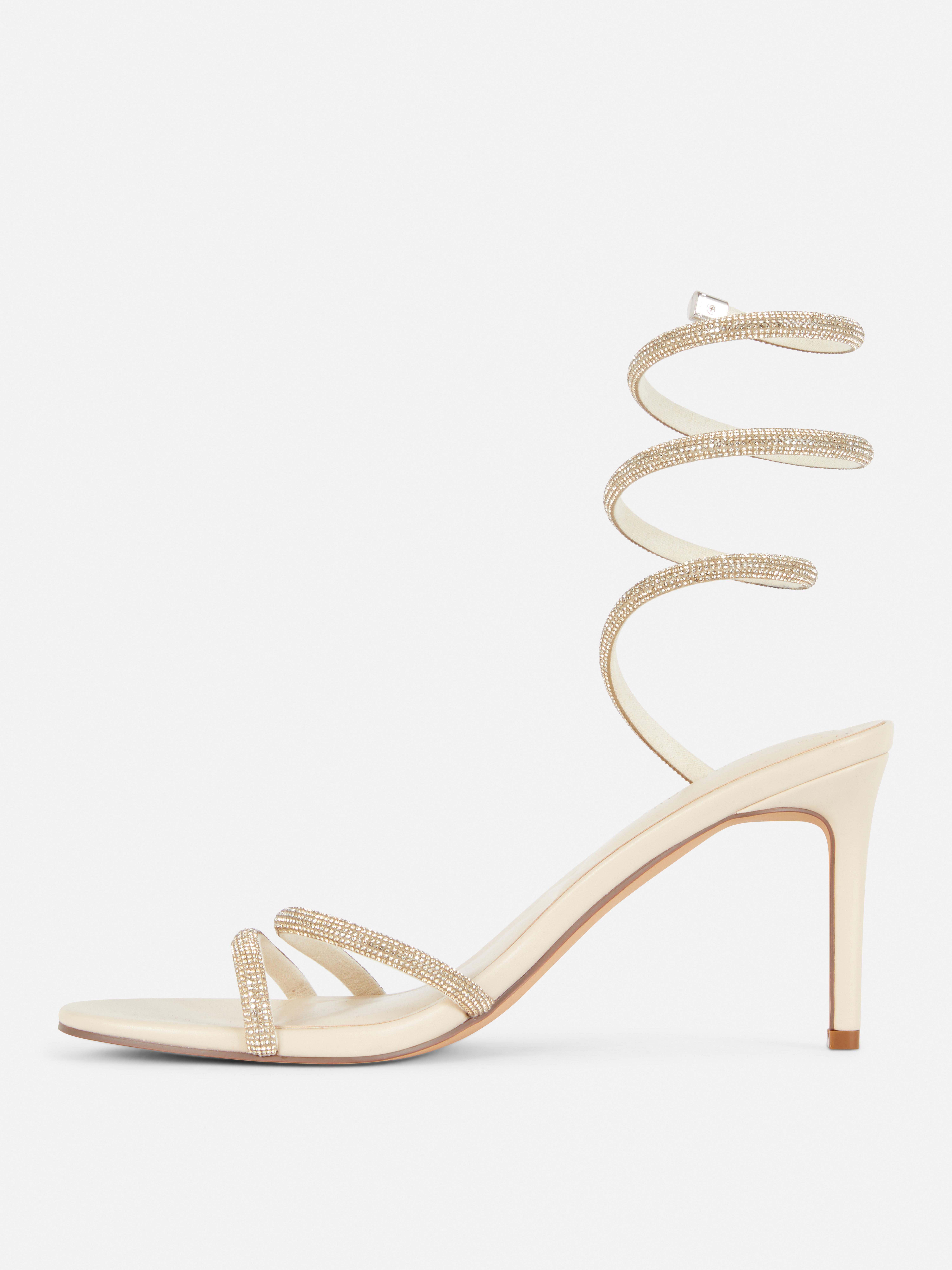 Spiral Diamante Heeled Sandals