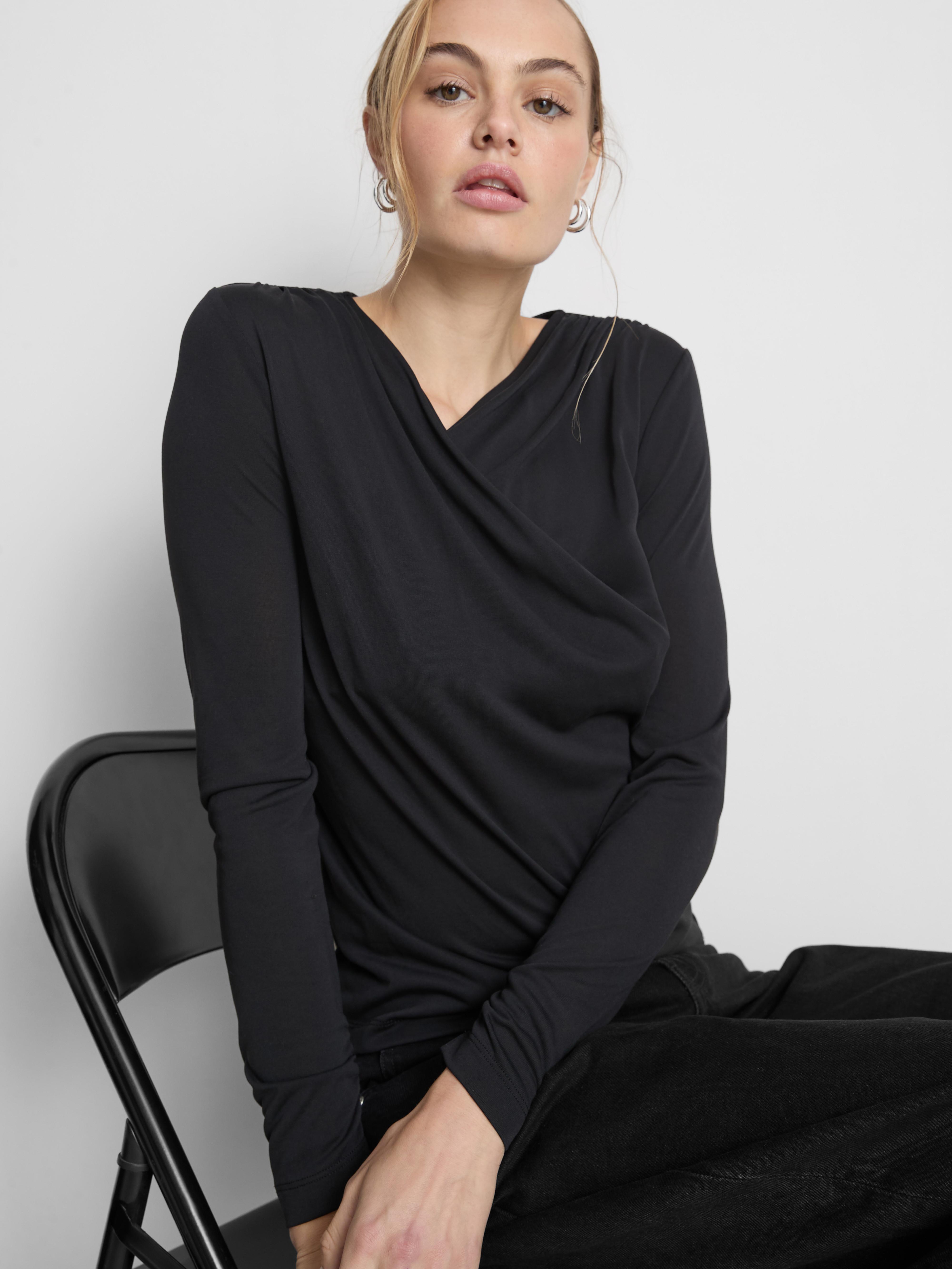 The Edit Draped Long Sleeve Top