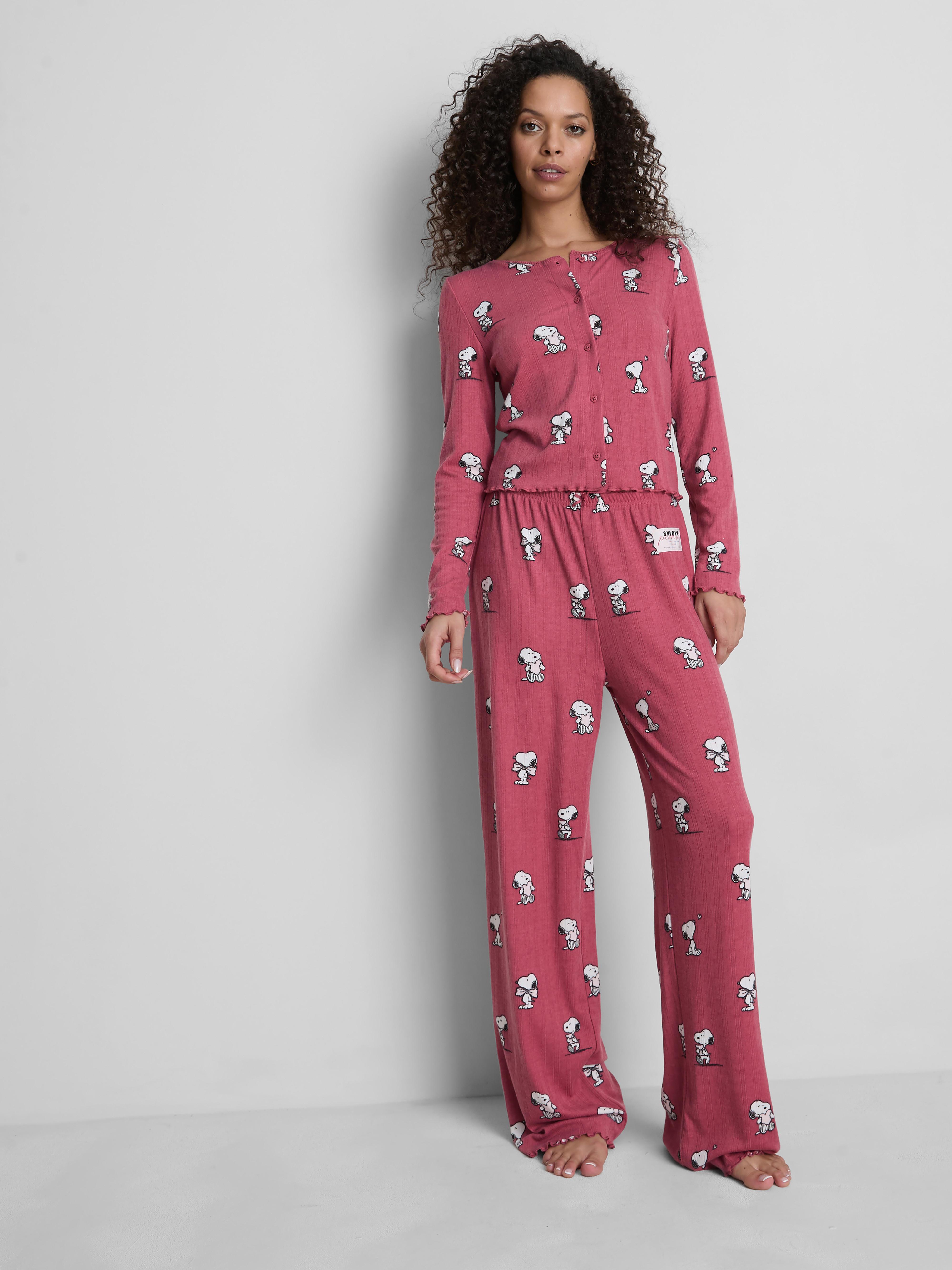 Snoopy Graphic Button Through Pajama Top