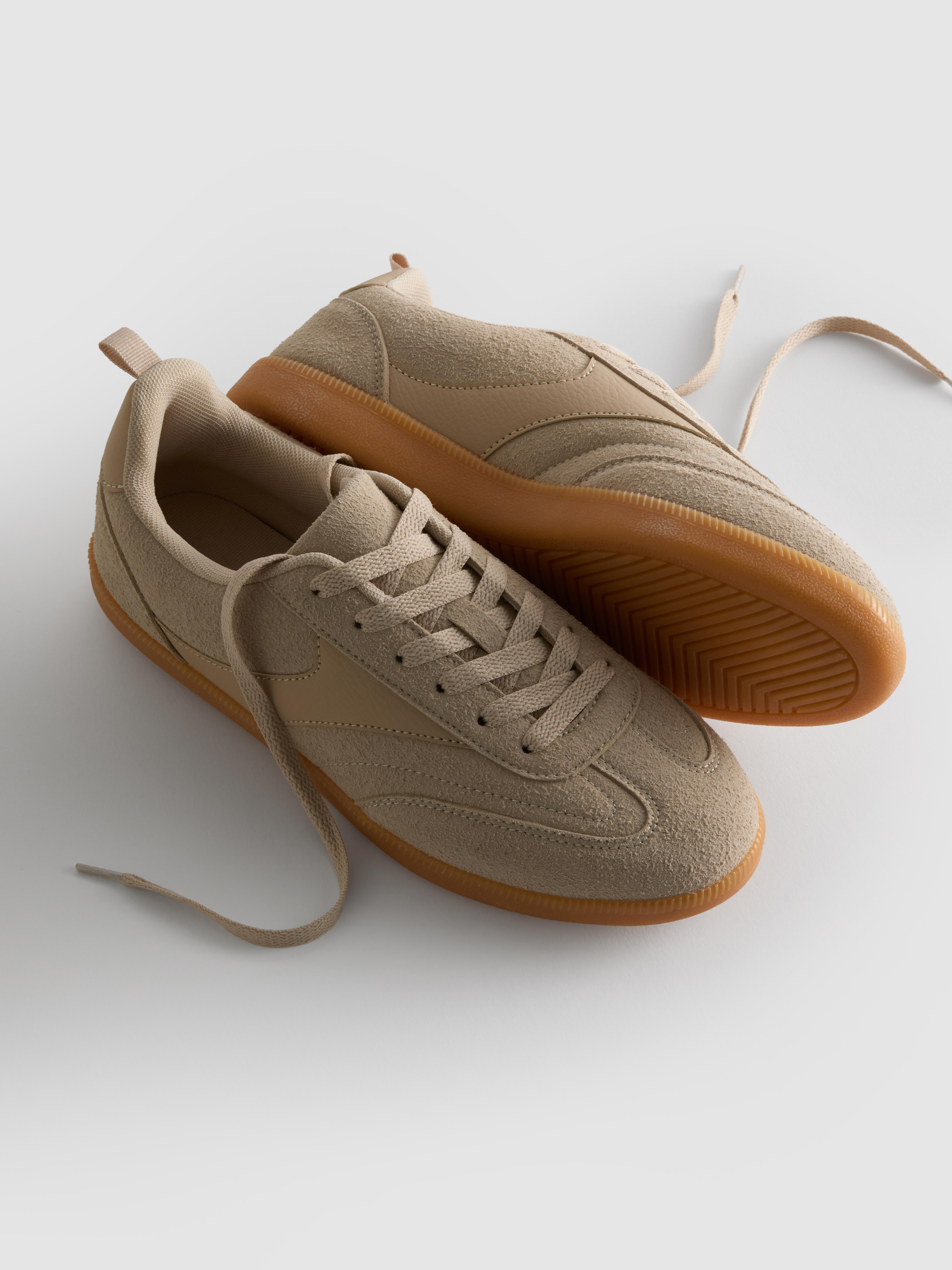 Faux Suede Gum Sole Low Top Sneakers
