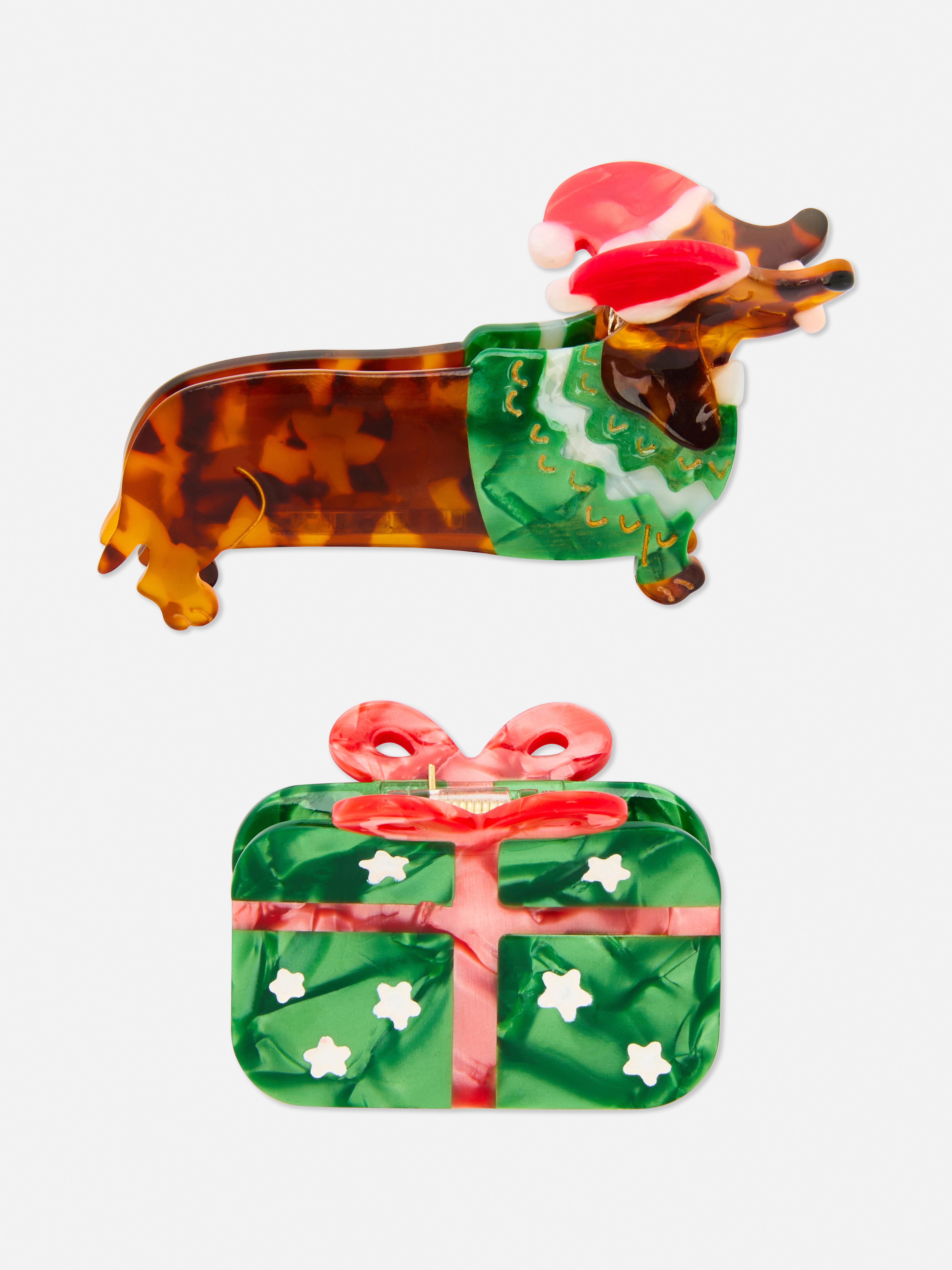 2pk Christmas Bulldog Clips