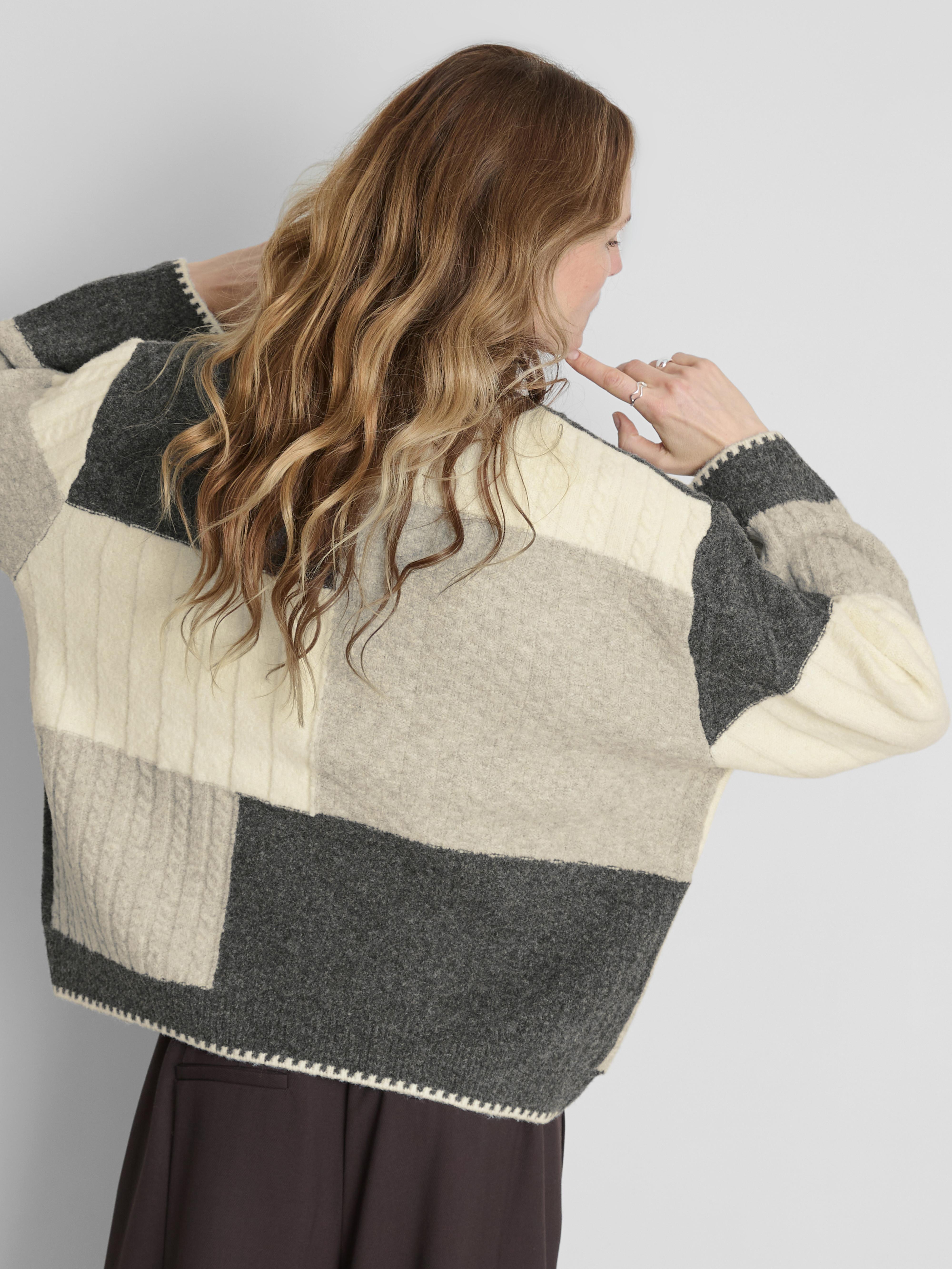 Patchwork Cable Knit Sweater