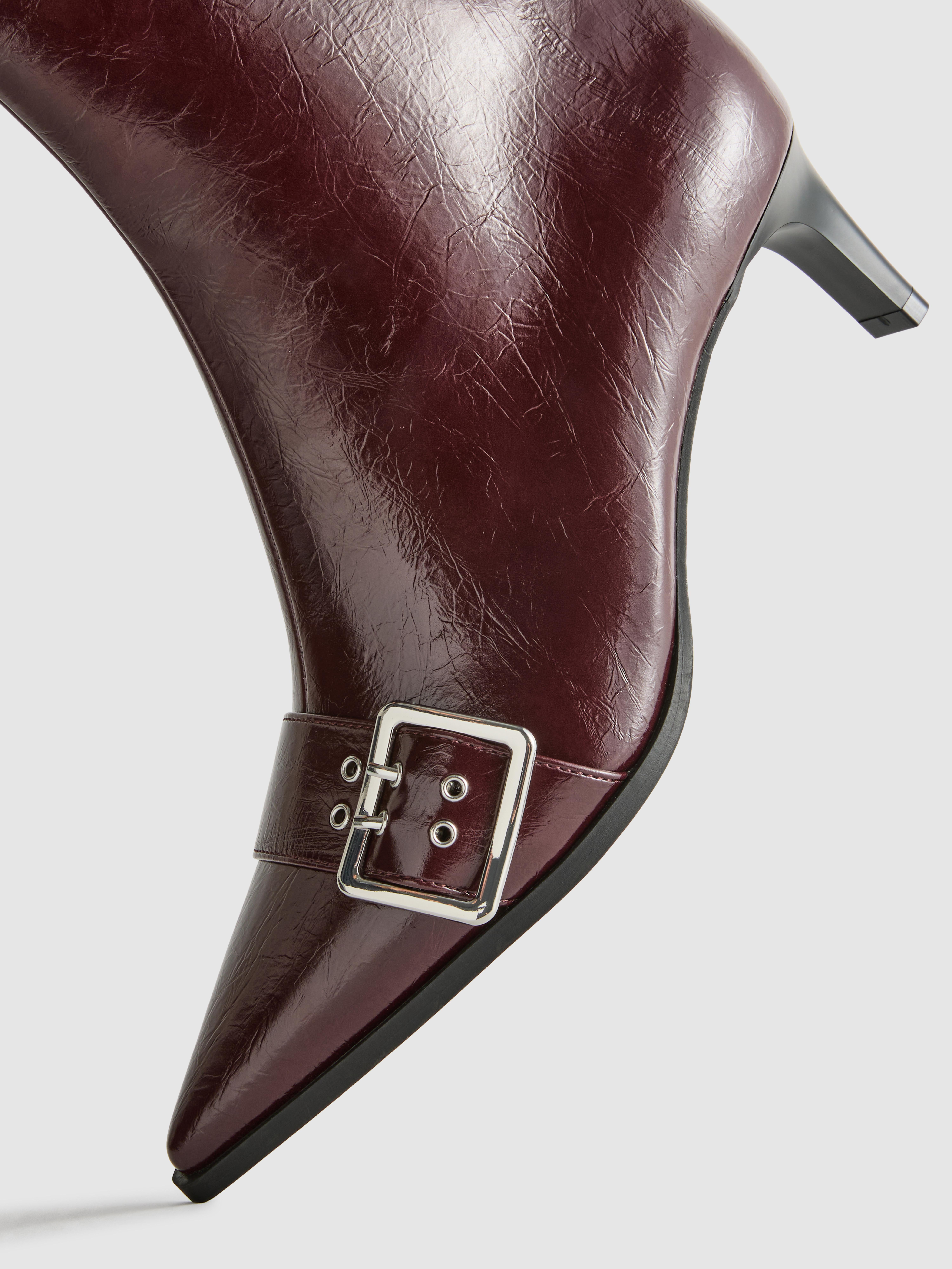 Buckle Detail Heeled Ankle Boots