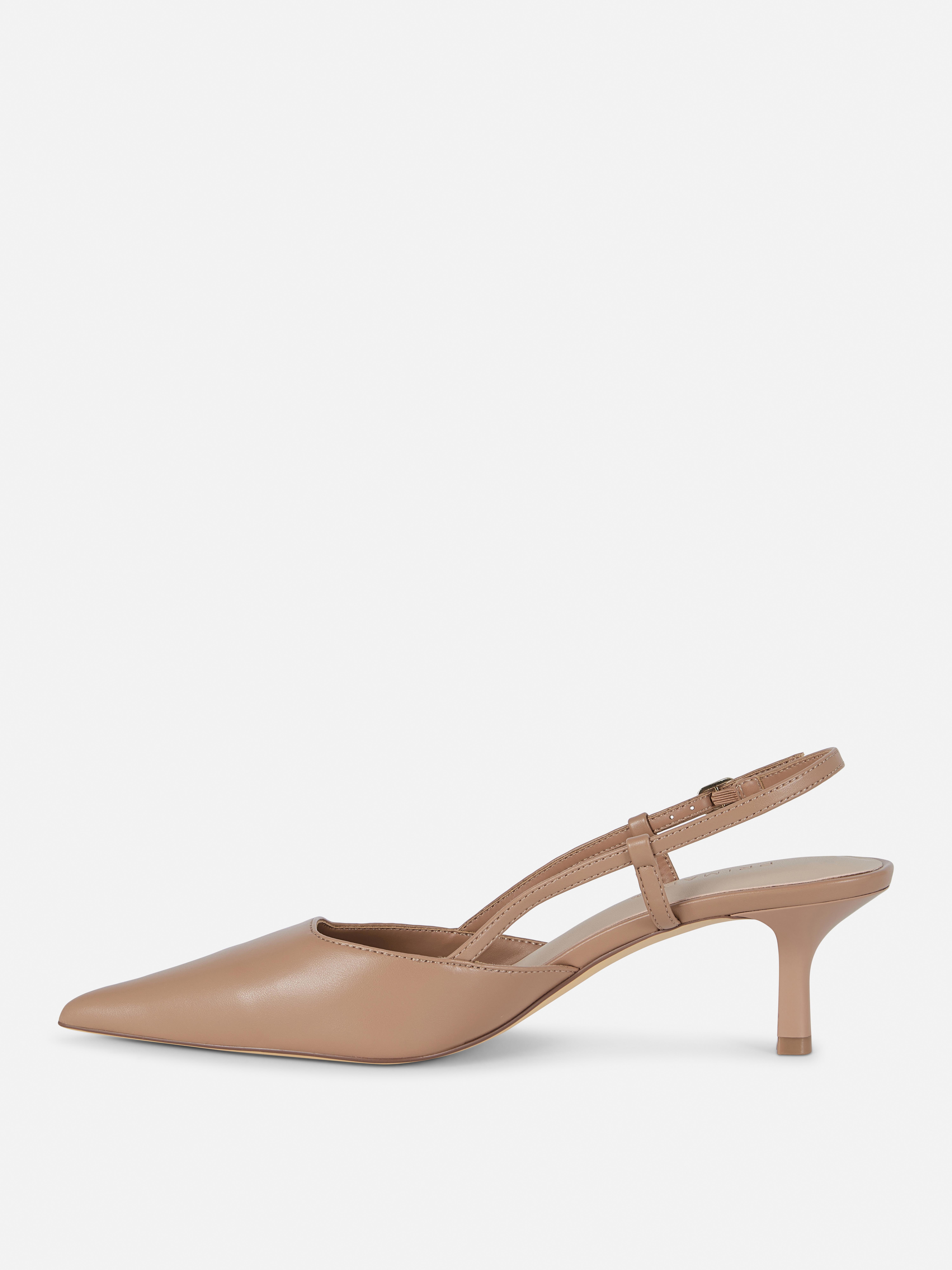 Slingback Pointed Toe Kitten Heels