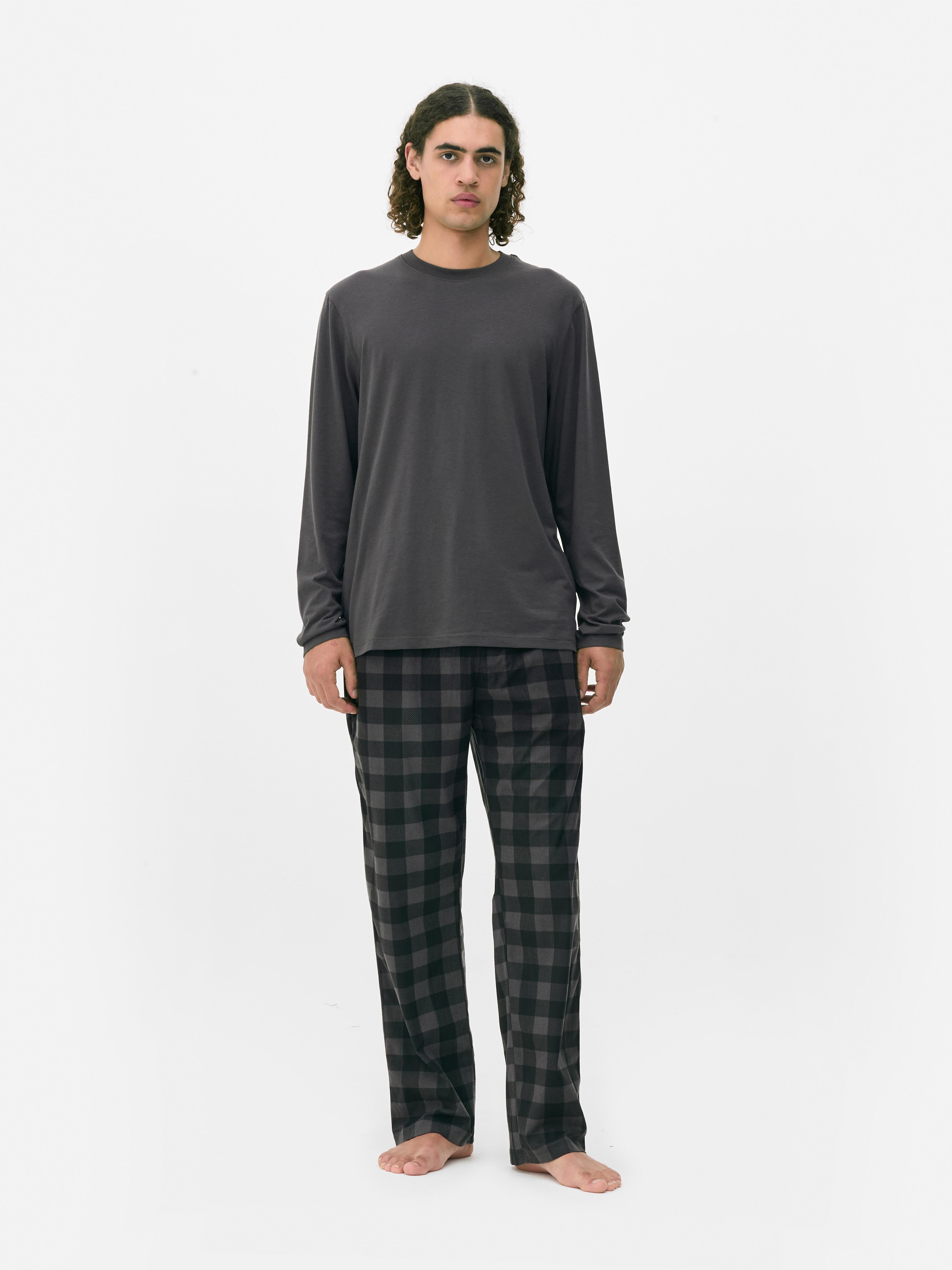 Checked Jersey Long Pajamas