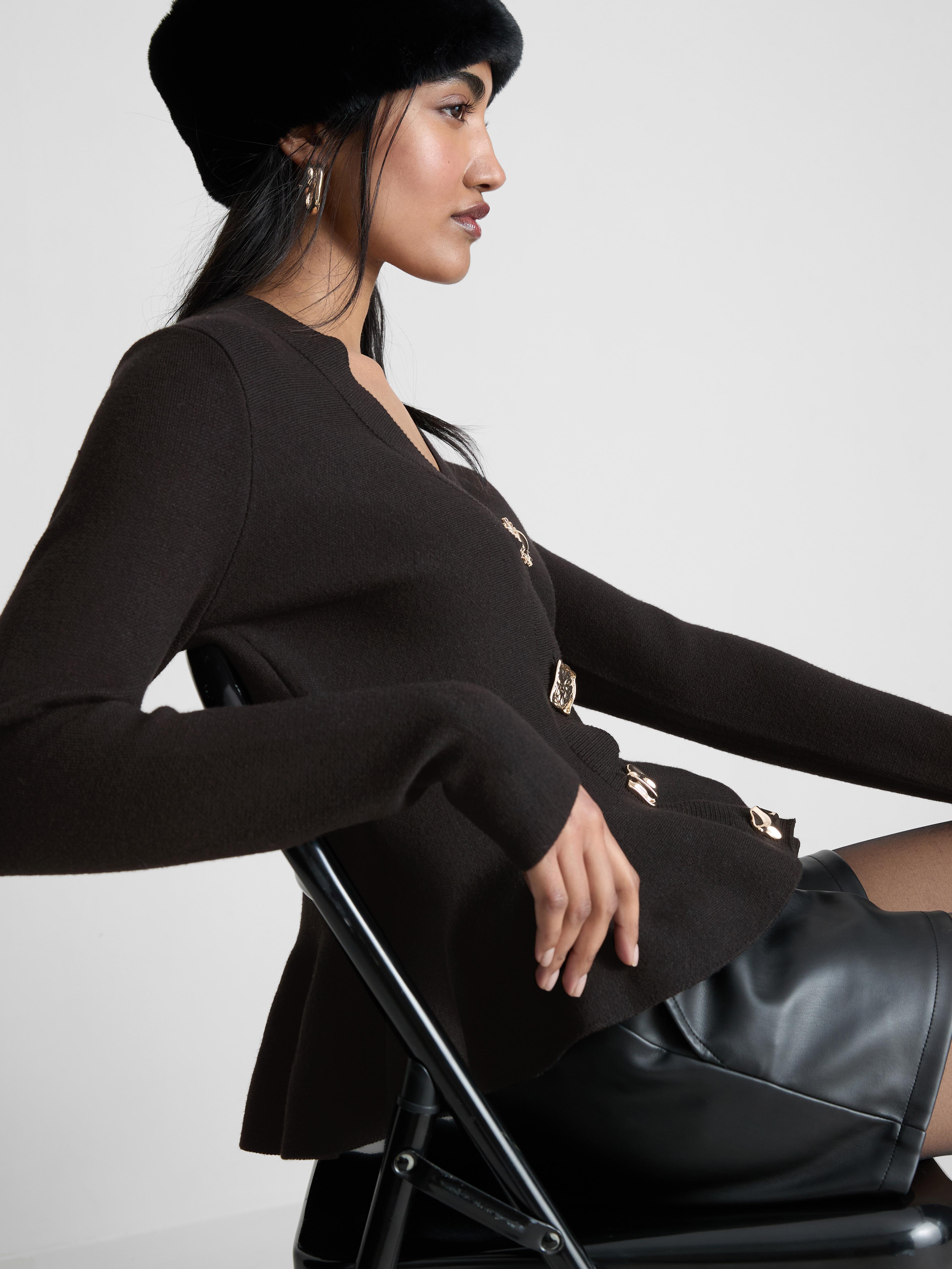 Peplum V-Neck Cardigan