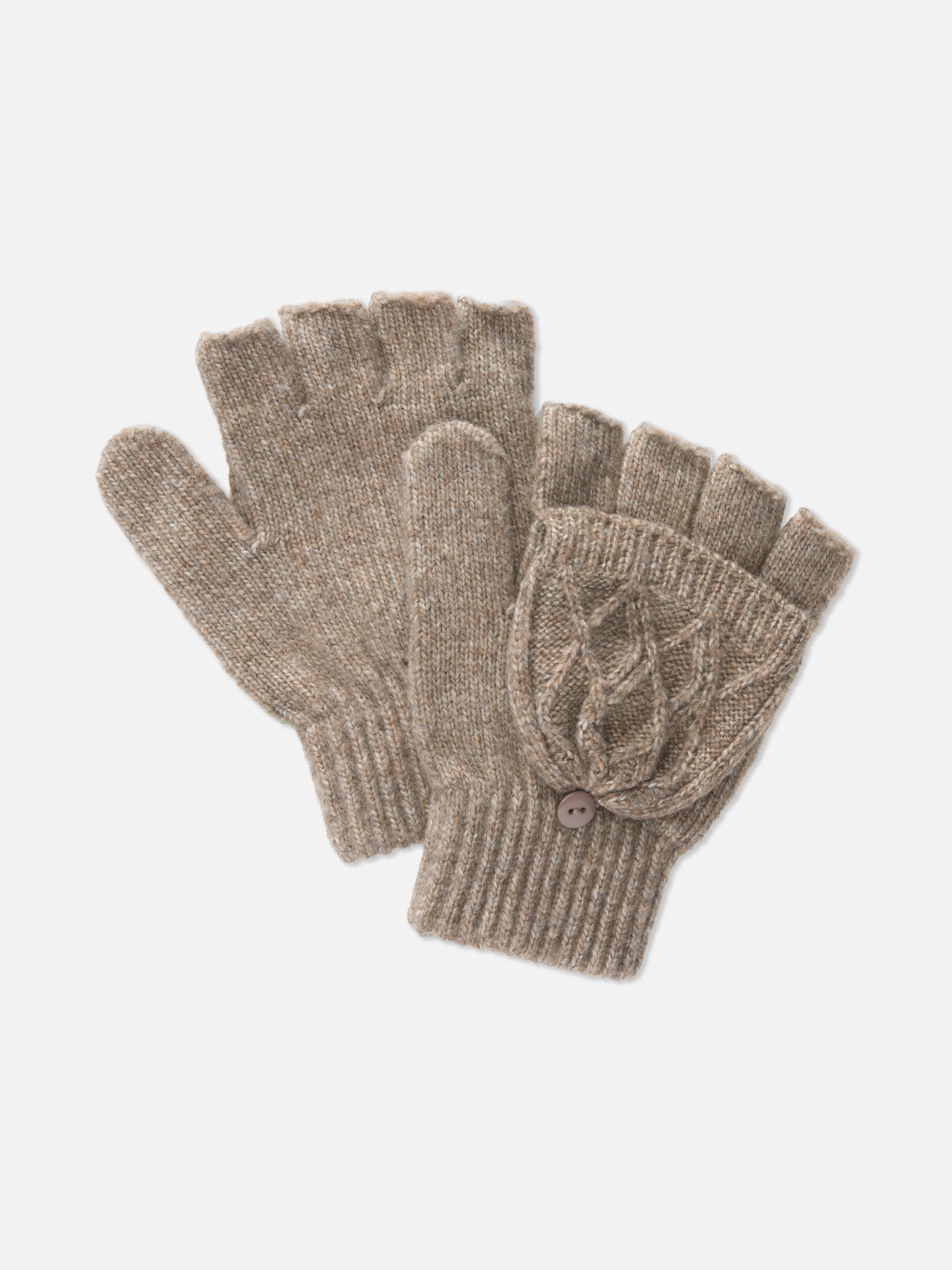 Cable Knit Flip Top Gloves
