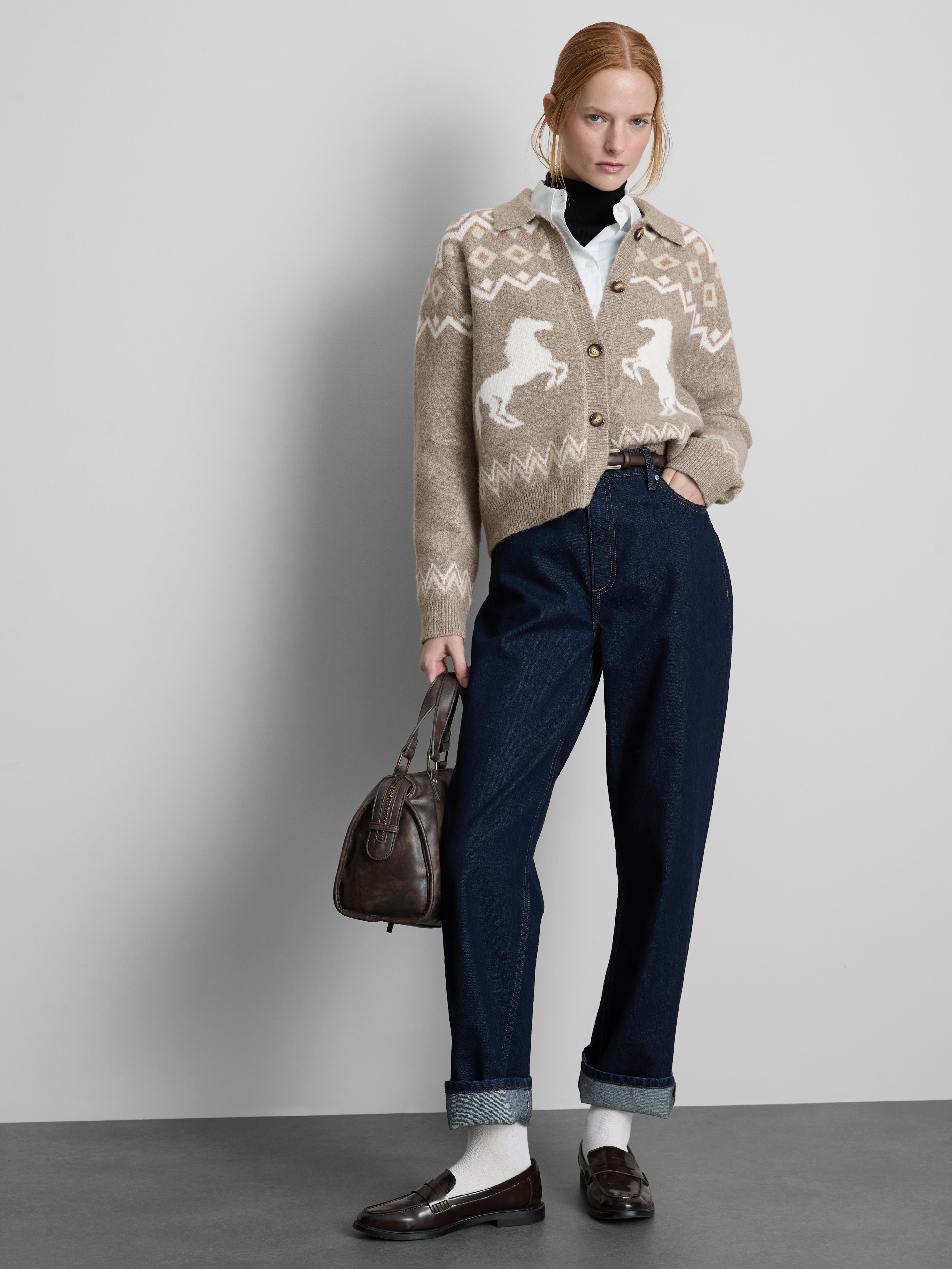 Horse Detail Collared Shacket