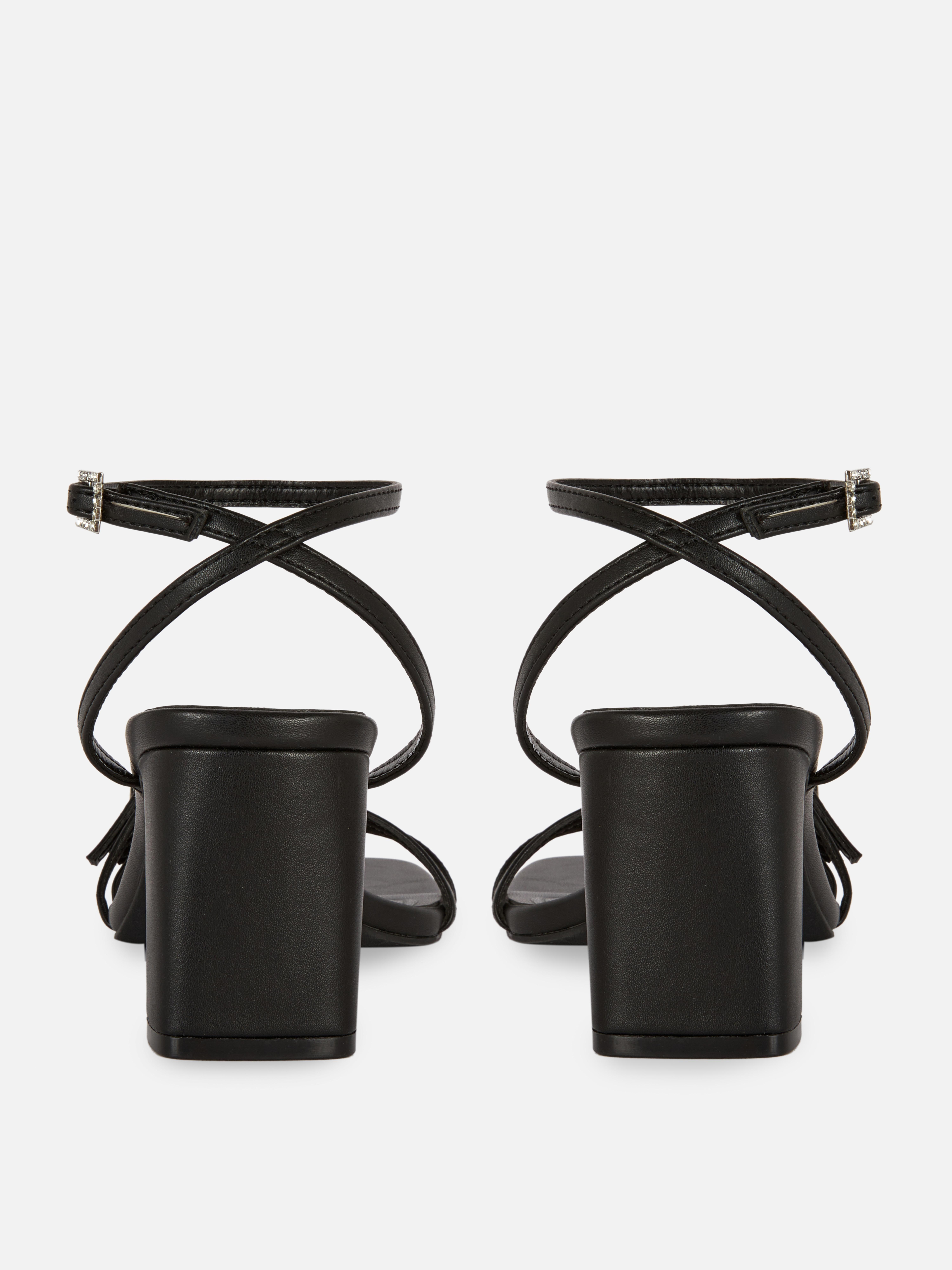 Diamanté Buckle Block Heels