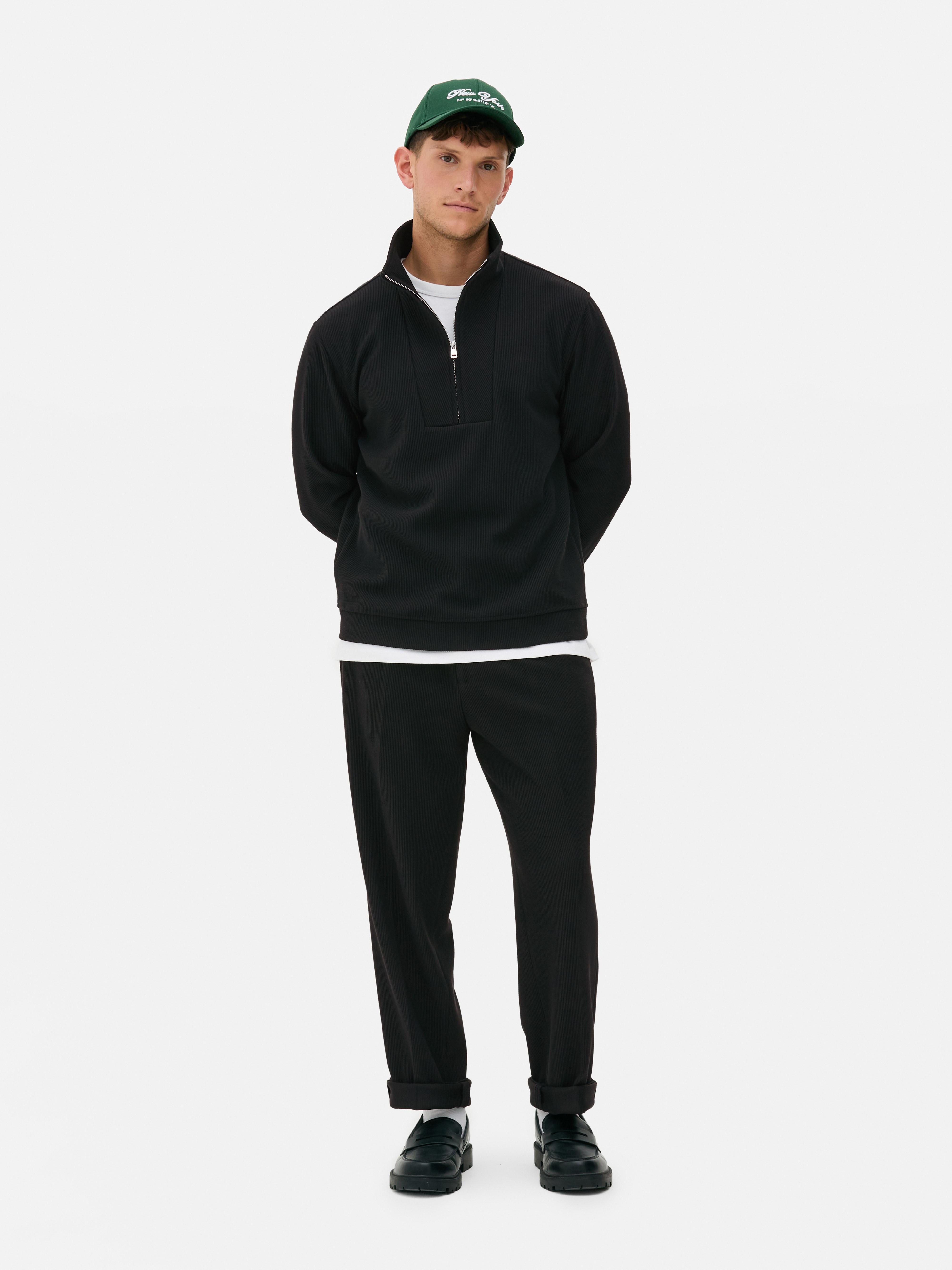 Quarter Zip Plisse Sweatshirt