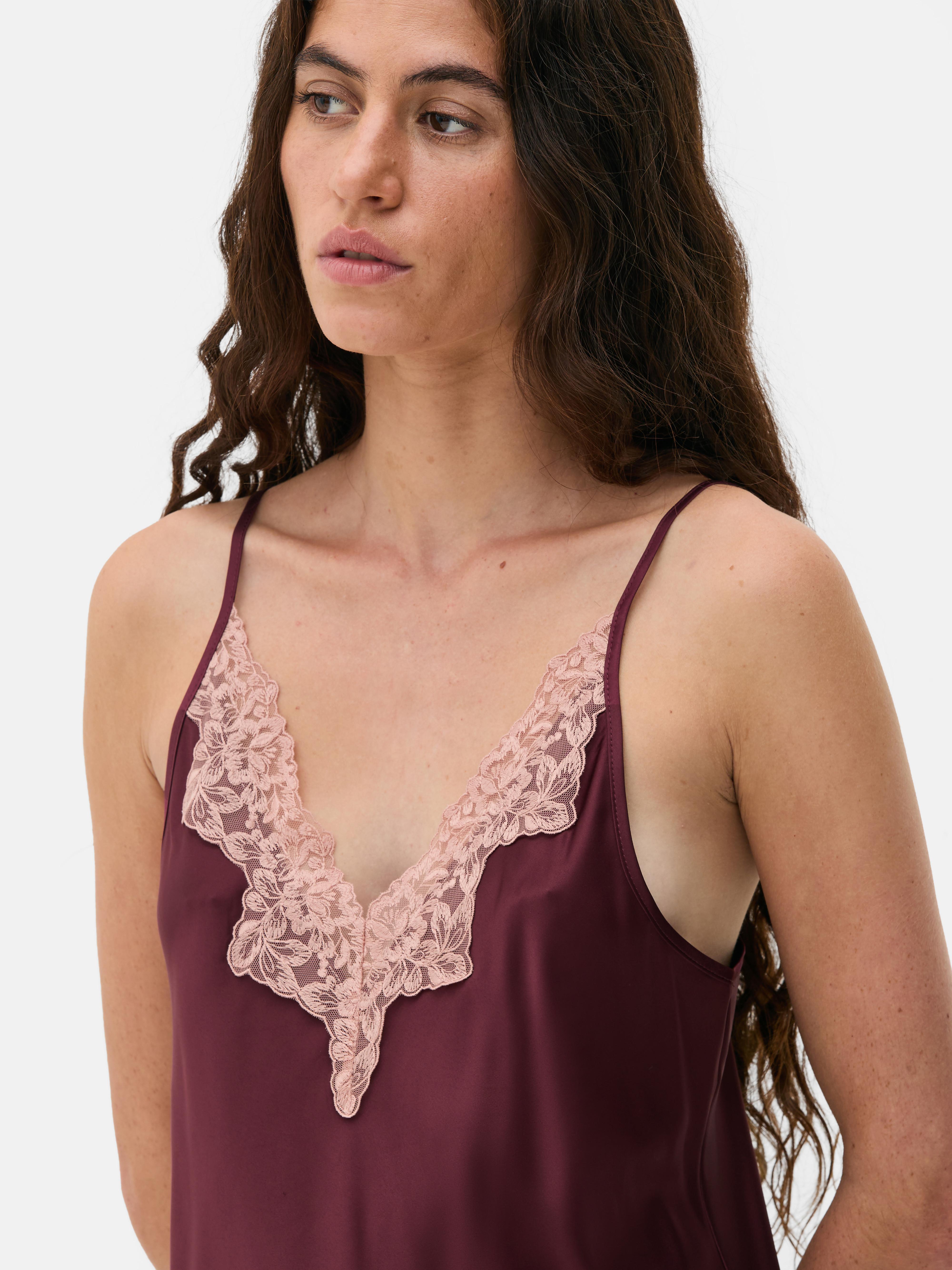 Satin Contrast Lace Cami
