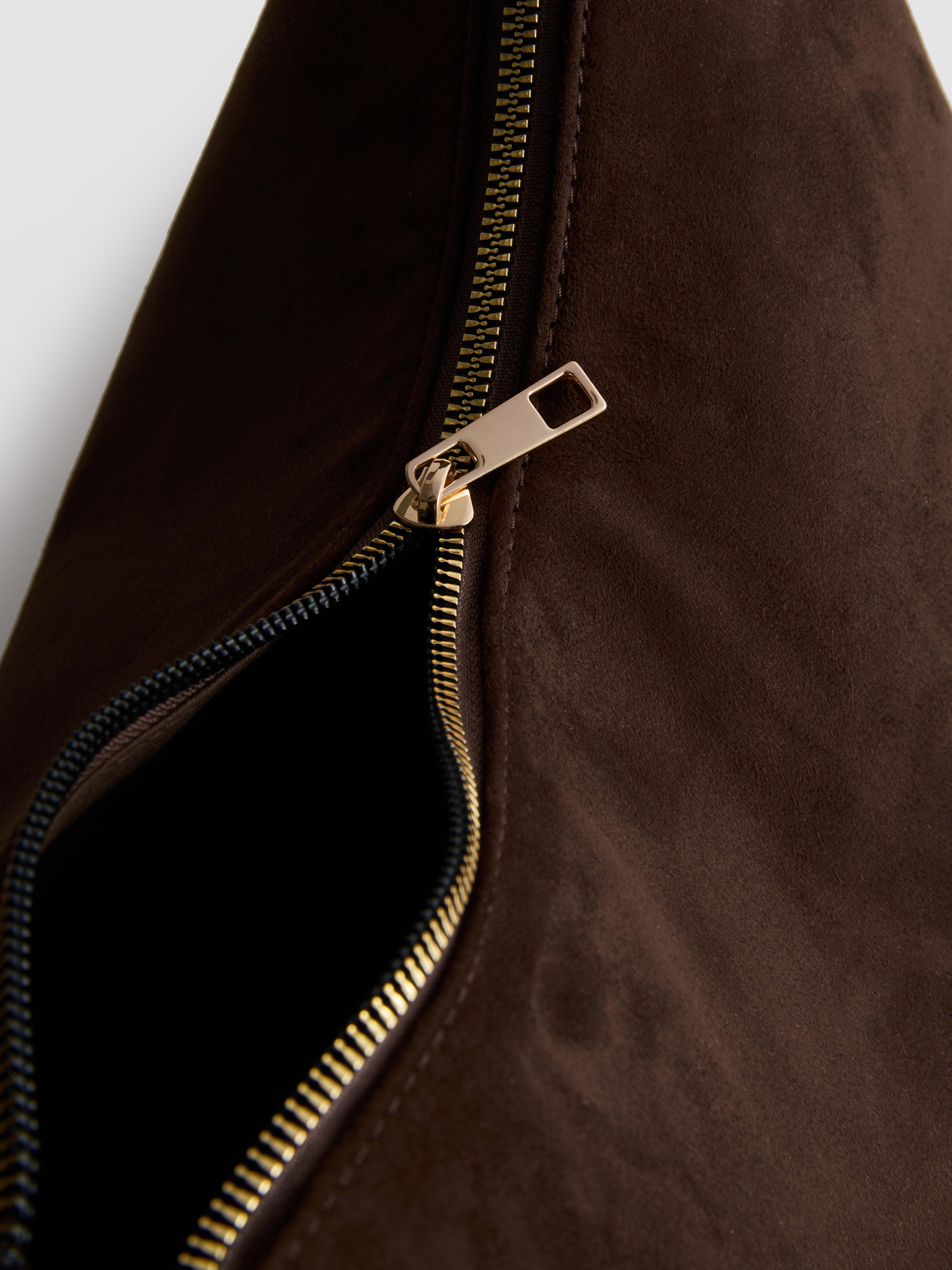 Paula Echevarría Faux Suede Curved Shoulder Bag