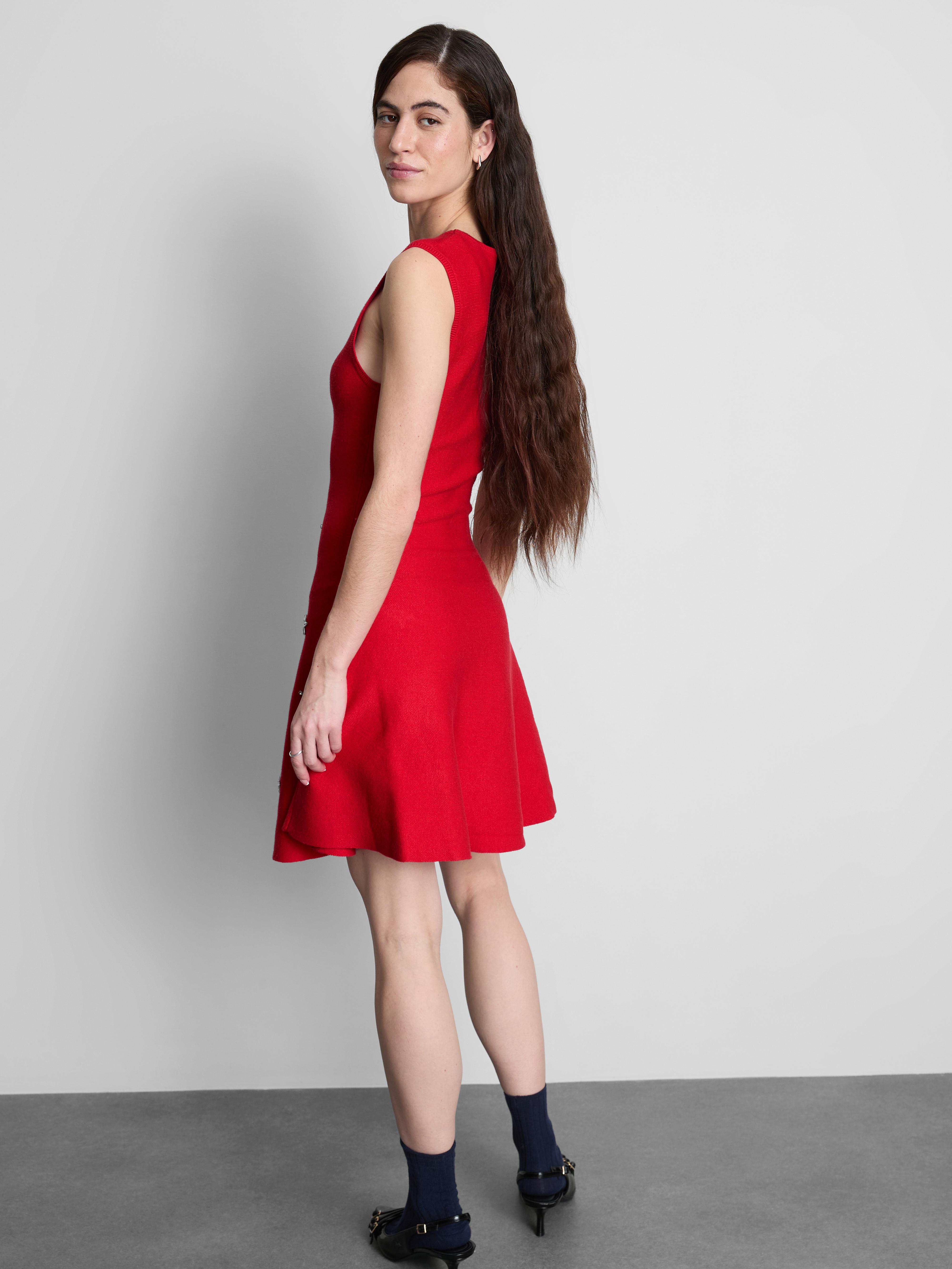 Embroidered Knit Mini Dress