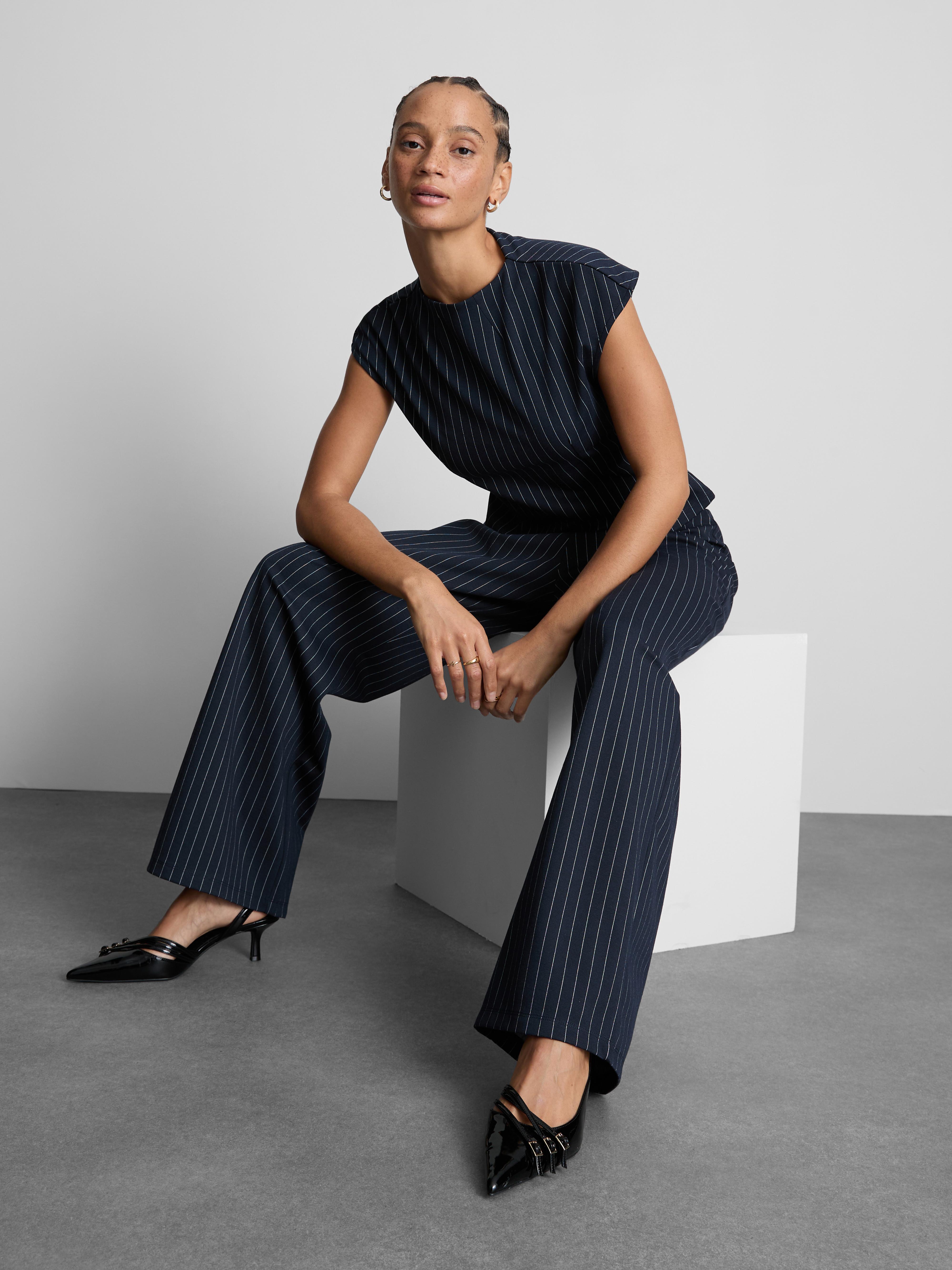 Pinstripe Straight Leg Pants