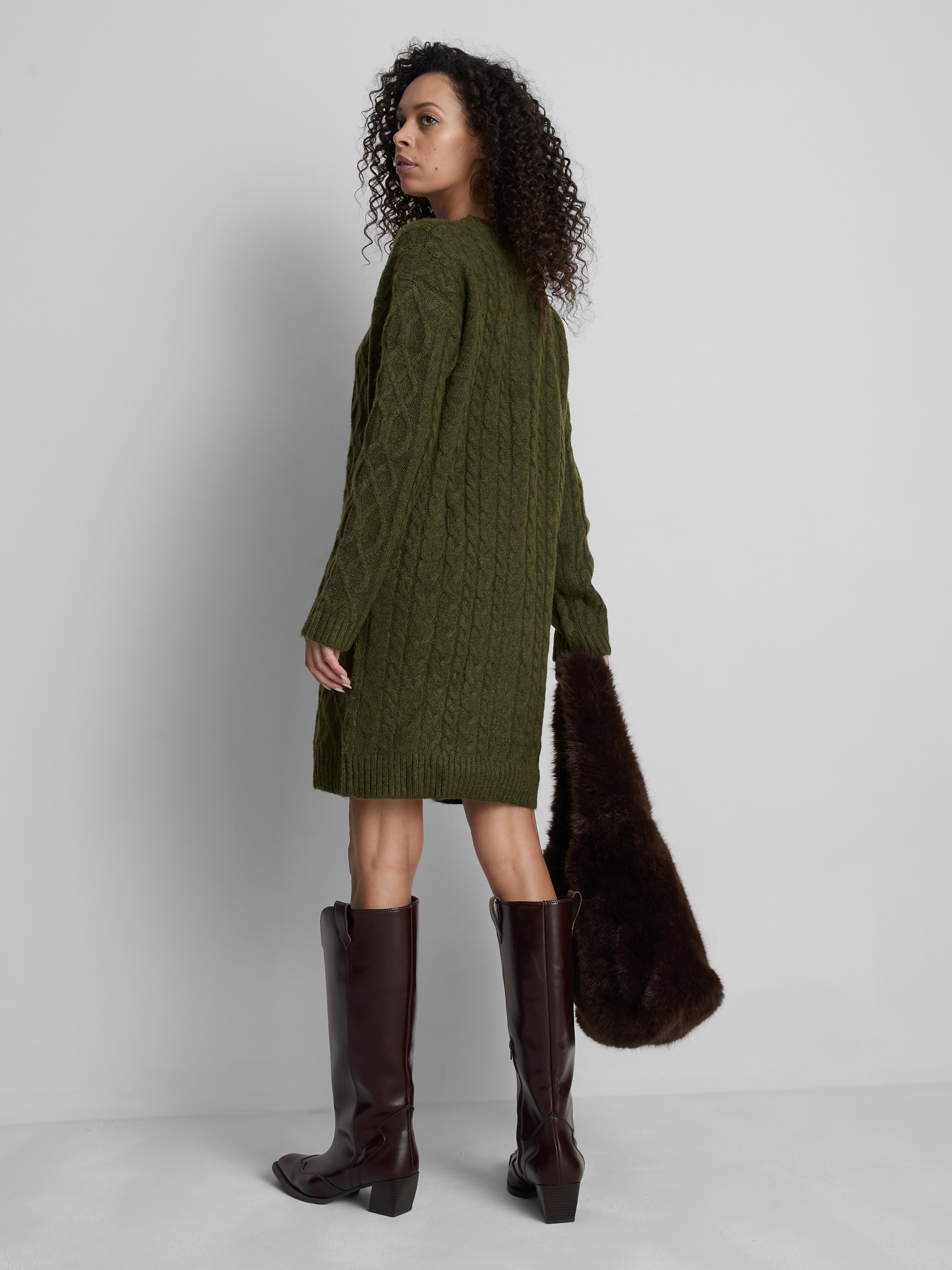 Cable Knit Mini Sweater Dress