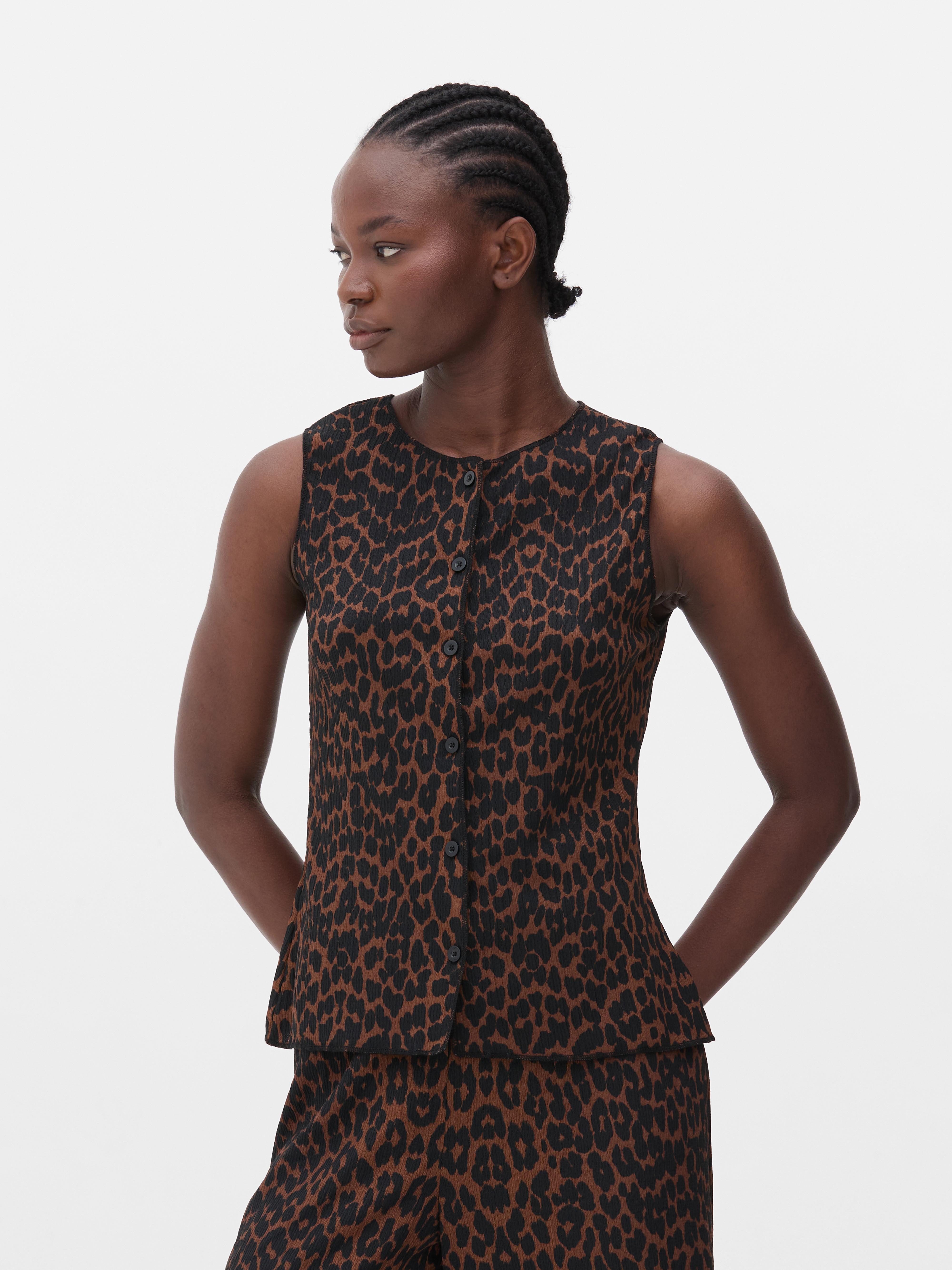 Leopard Crinkle Vest