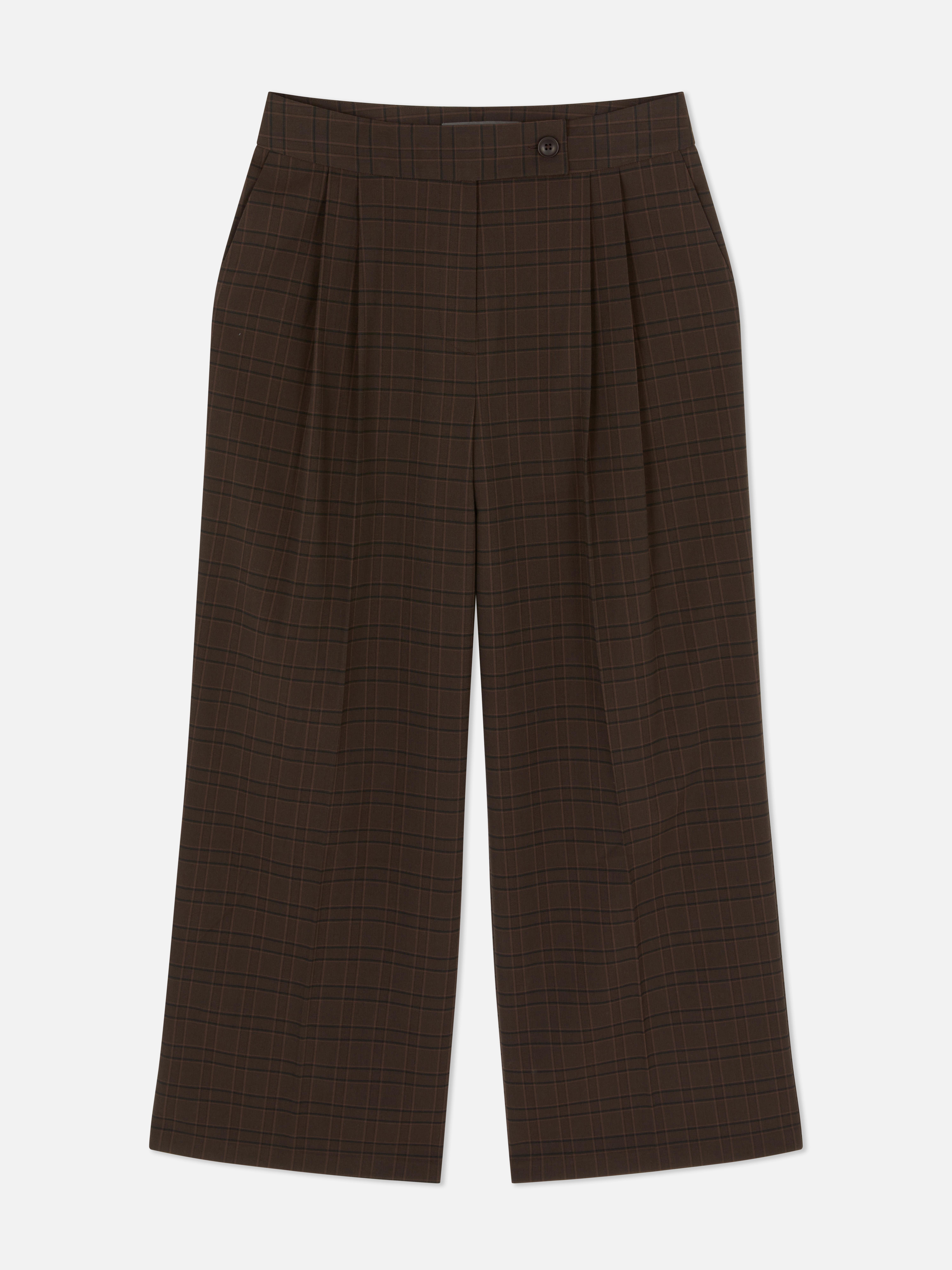 High-Waisted Check Pants