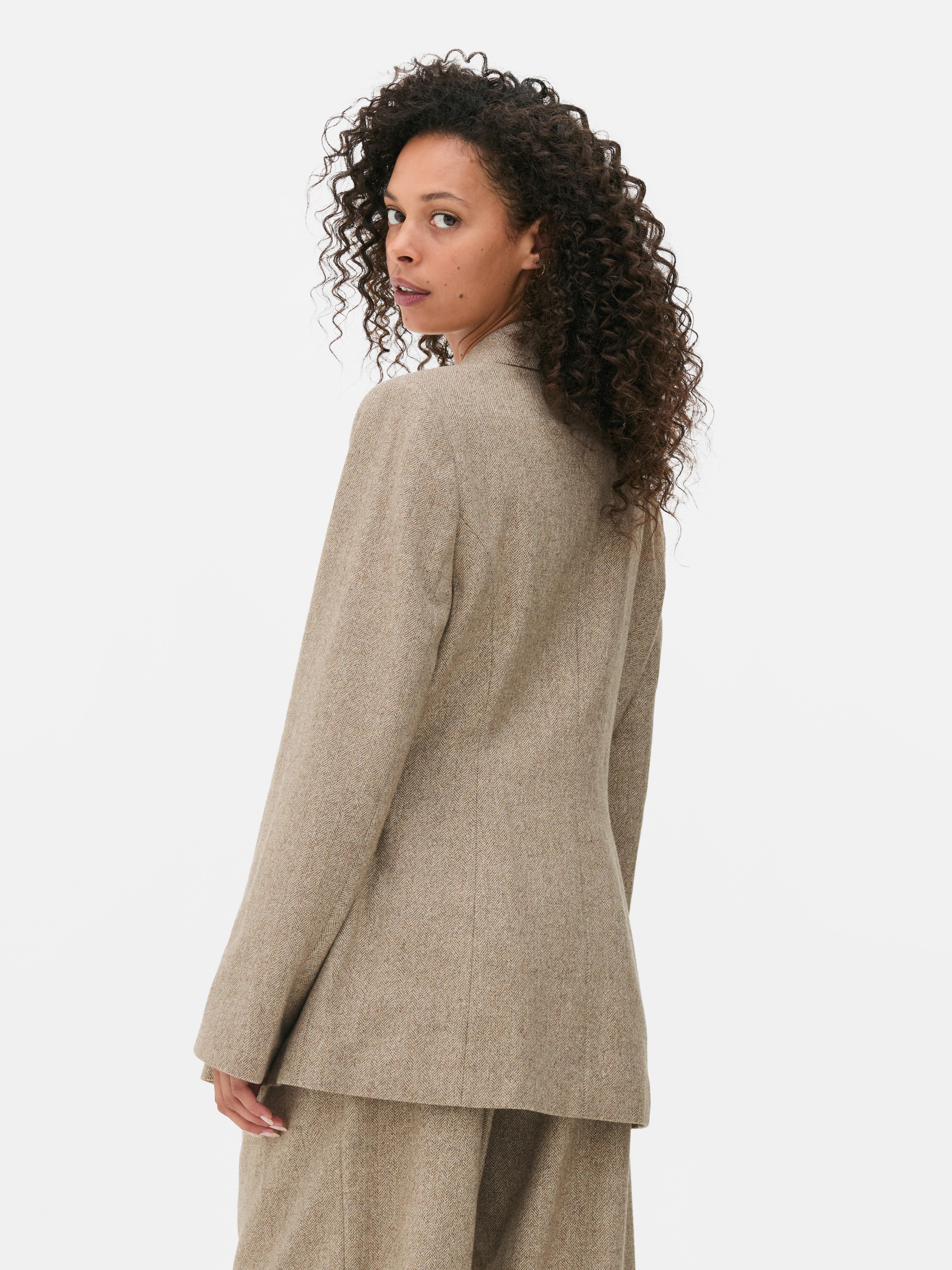 The Edit Double Breasted Herringbone Blazer