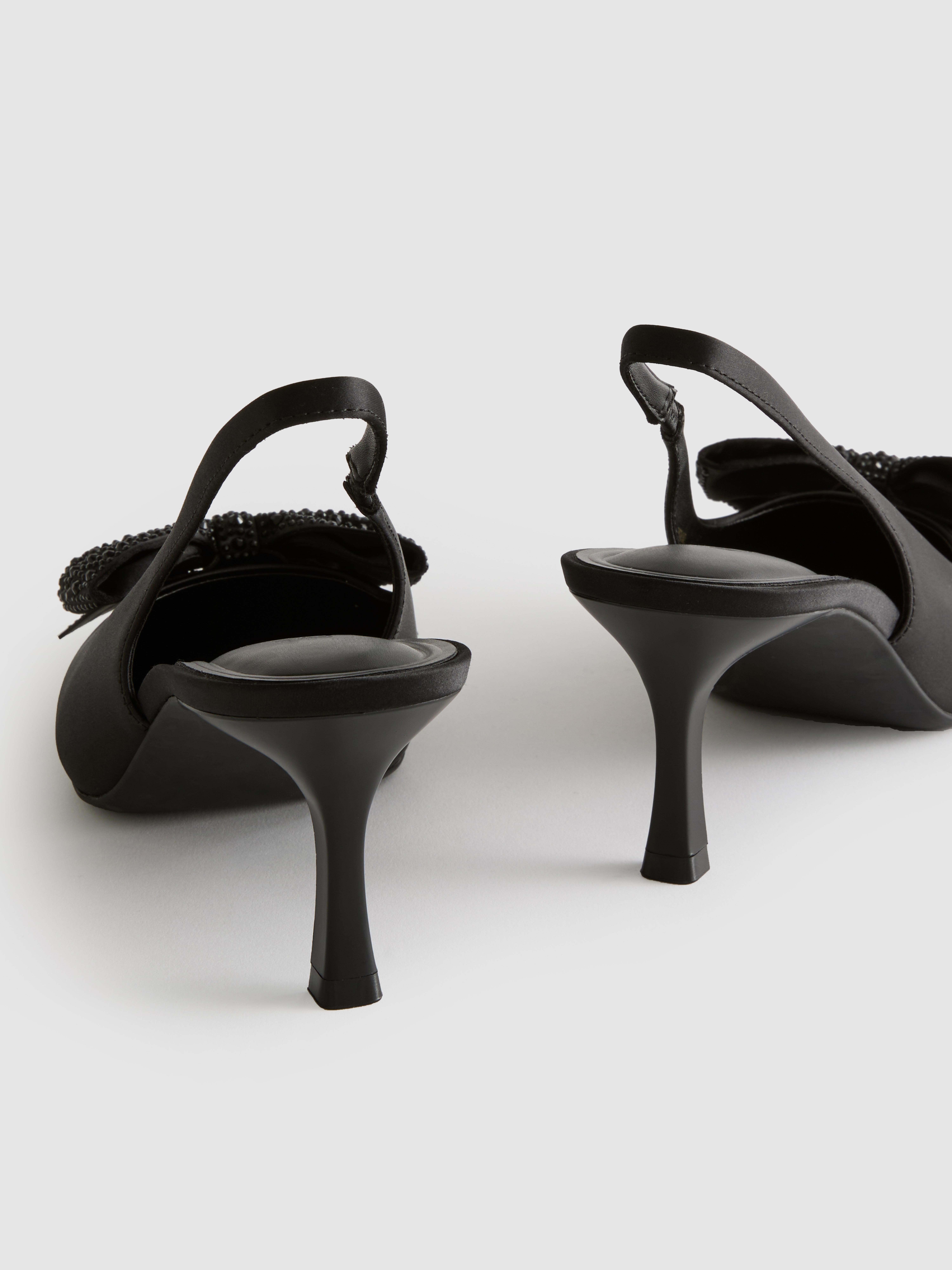 Wide Fit Rhinestone Bow Slingback Court Heels